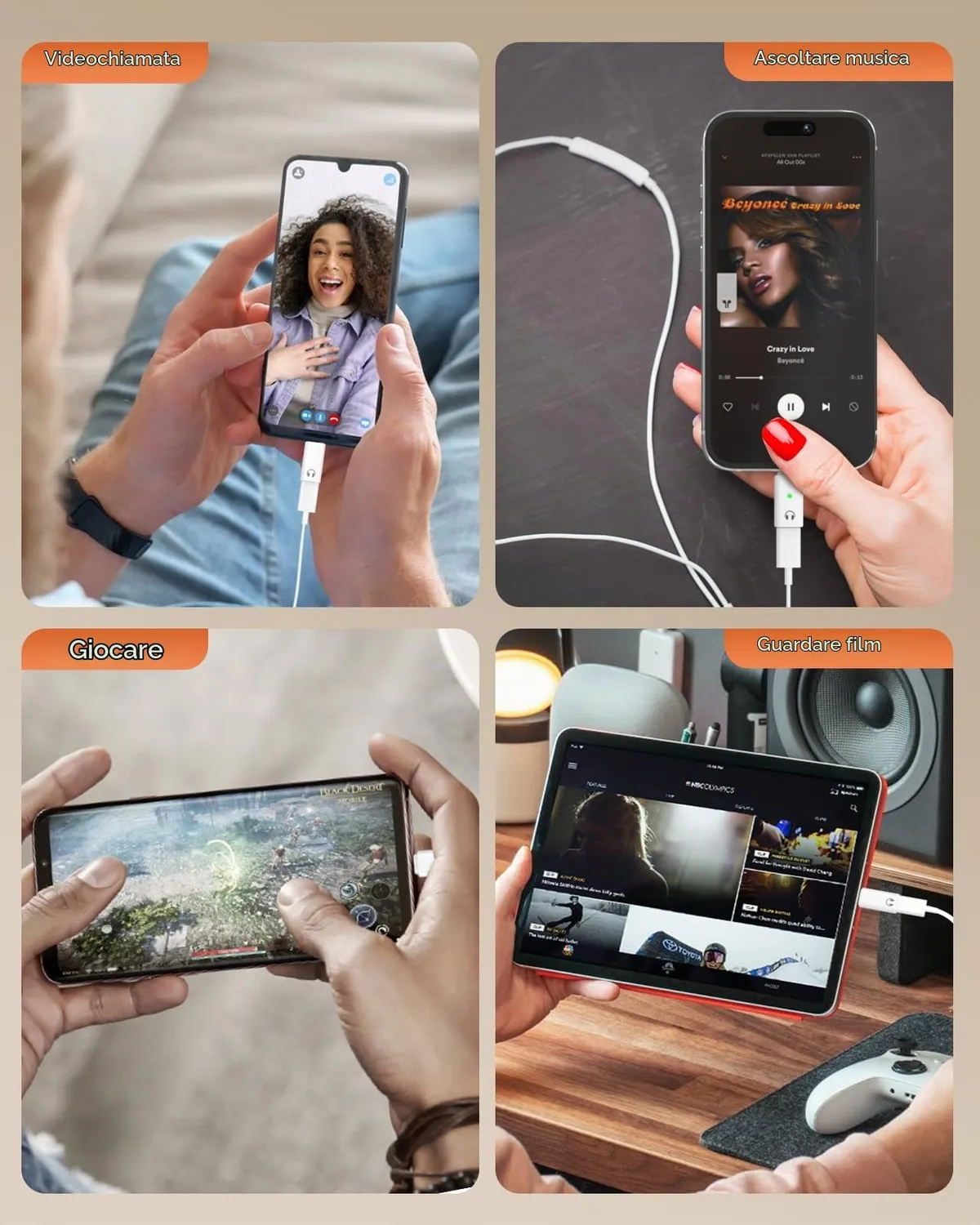 MoKo Adattatore Lightning USB-C per cuffie con chip DAC