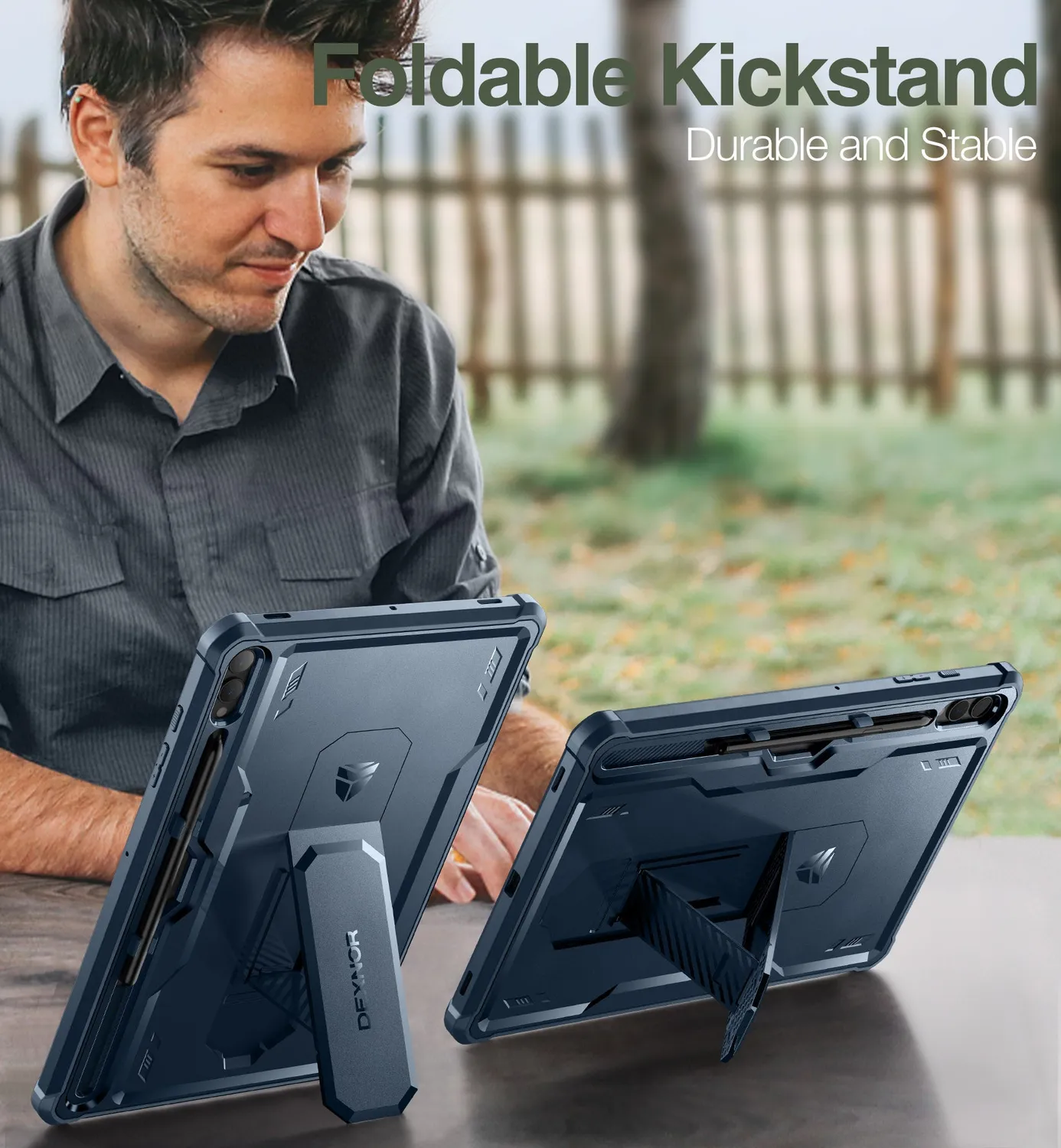 Dexnor Galaxy Tab S9 Plus custodia blu antiurto pennino