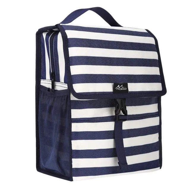 MoKo Borsa Termica Porta Pranzo Strisce Bianche e Blu Pieghevole