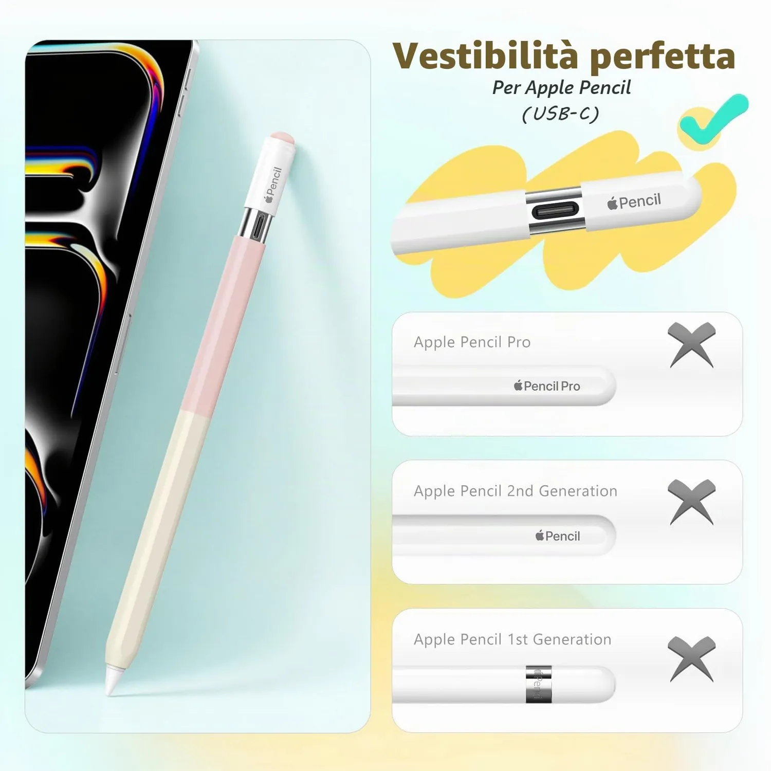 MoKo Apple Pencil USB-C cover silicone rosa latte