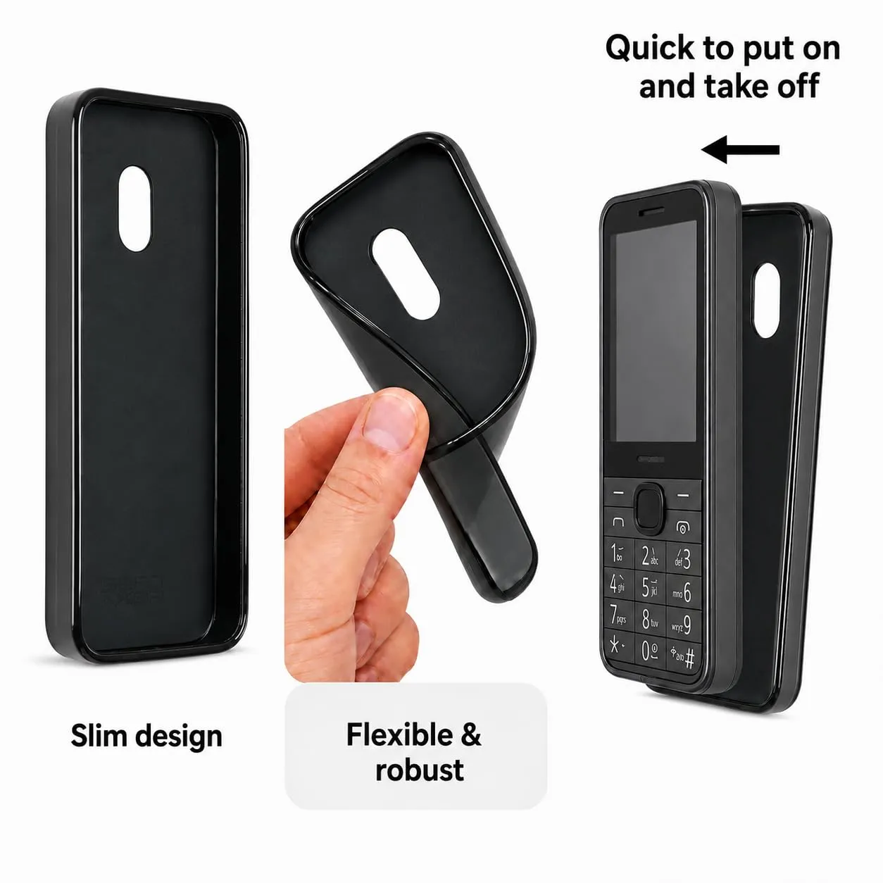 caseroxx per Nokia 235 215 220 4G cover TPU nera 2024