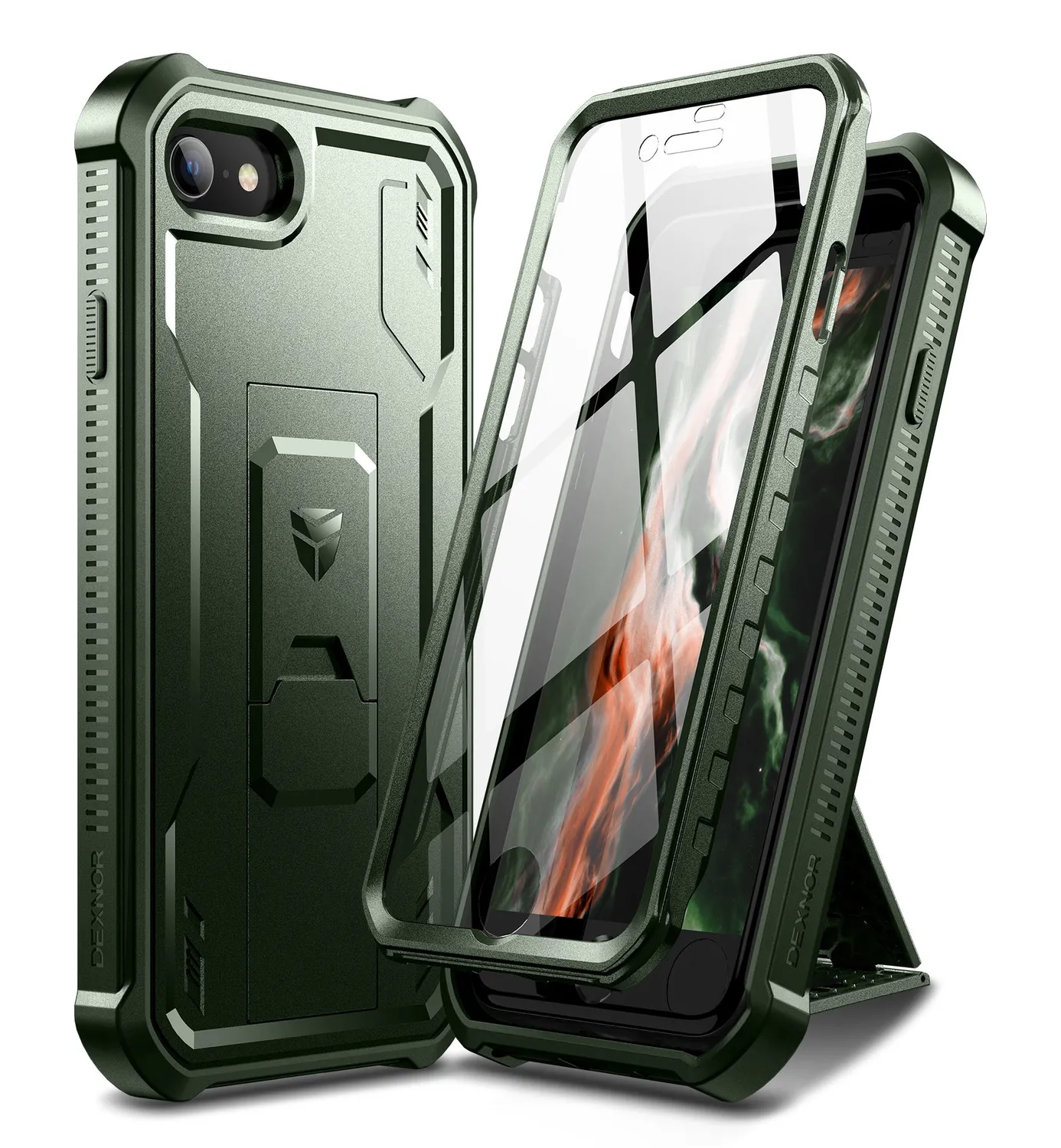Dexnor iPhone SE 2020 2nd Gen cover nera militare con stand