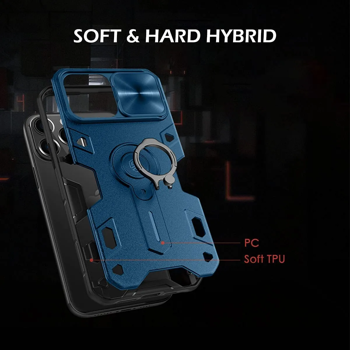 CloudValley Cover iPhone 13 Pro Max con Anello Blu