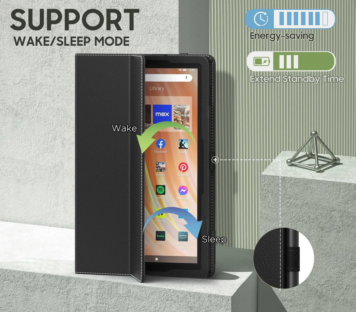 MoKo Cover Fire HD 10 2021 2023 nero con maniglia