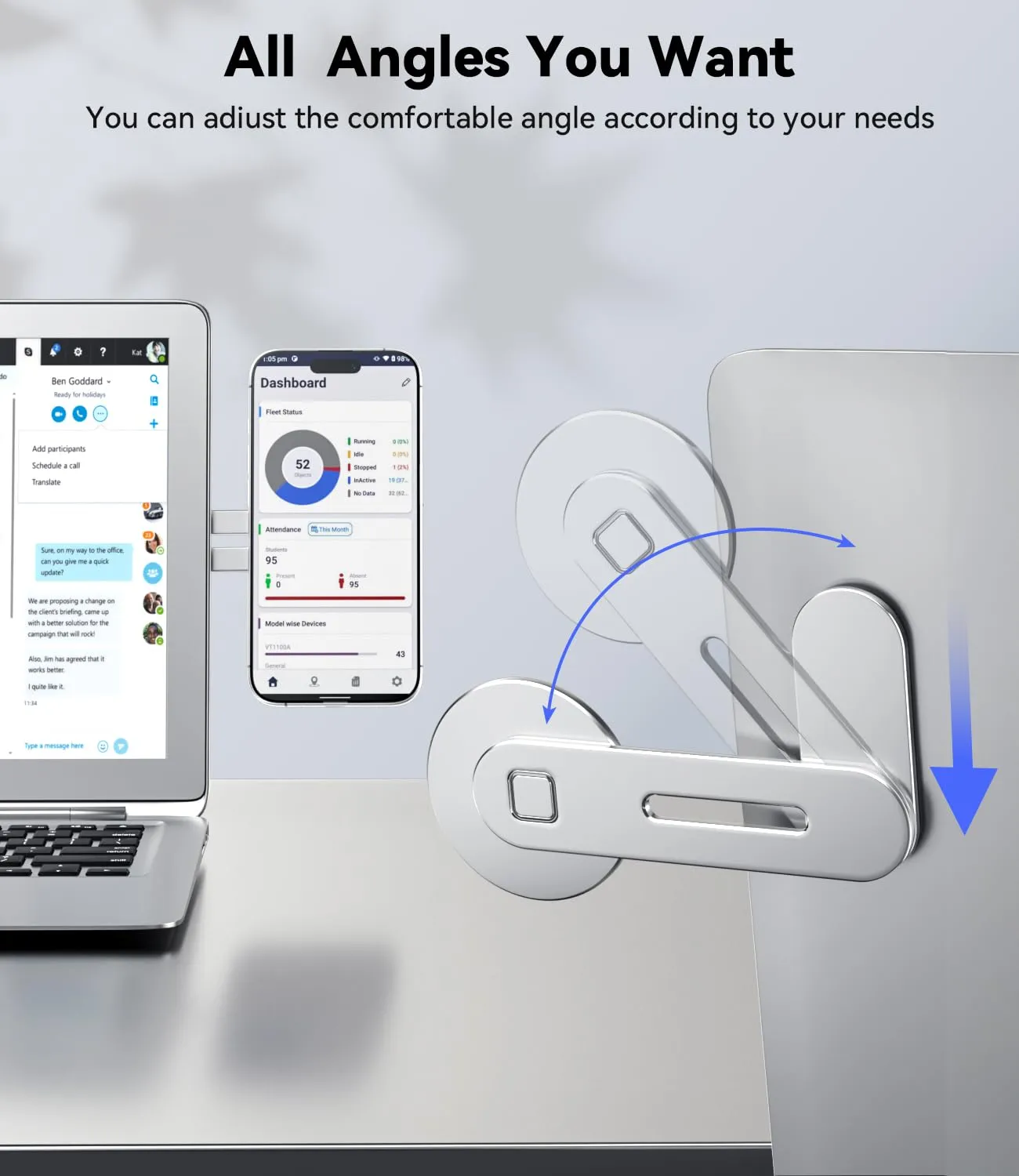 CloudValley supporto magnetico telefono laptop argento