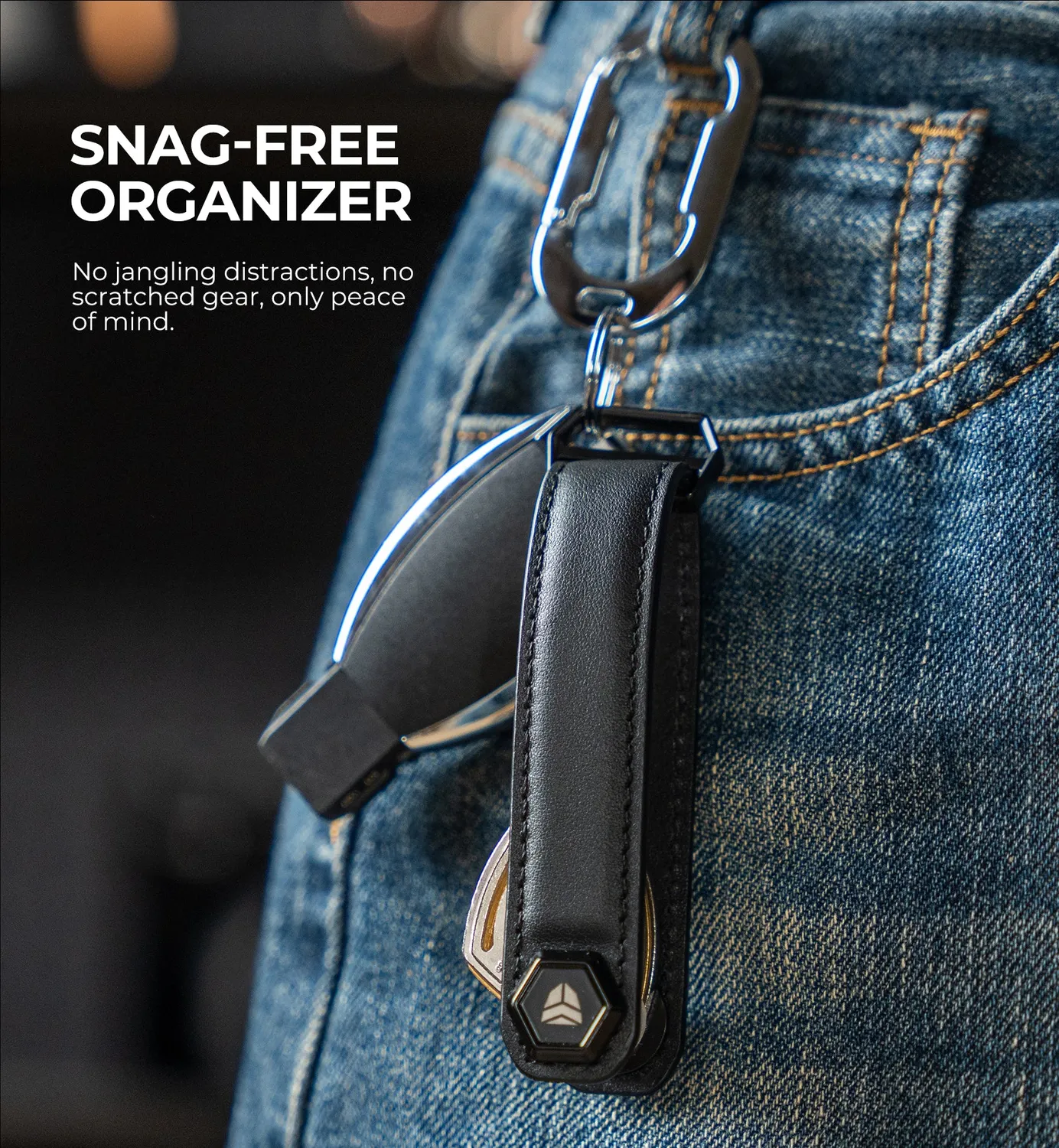 Dexnor portachiavi organizer pelle nero fino a 6 chiavi