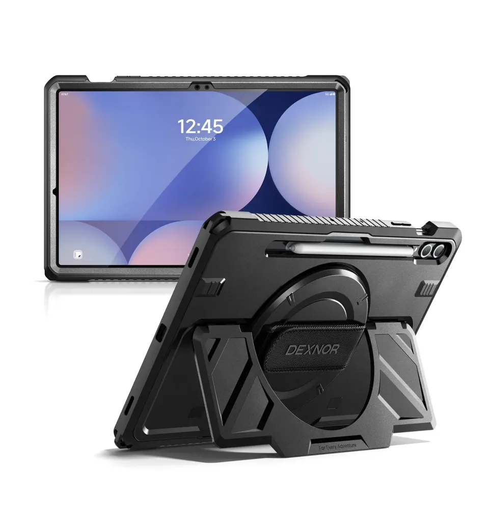 Dexnor Galaxy Tab S9 Plus 12.4 cover nera con tracolla