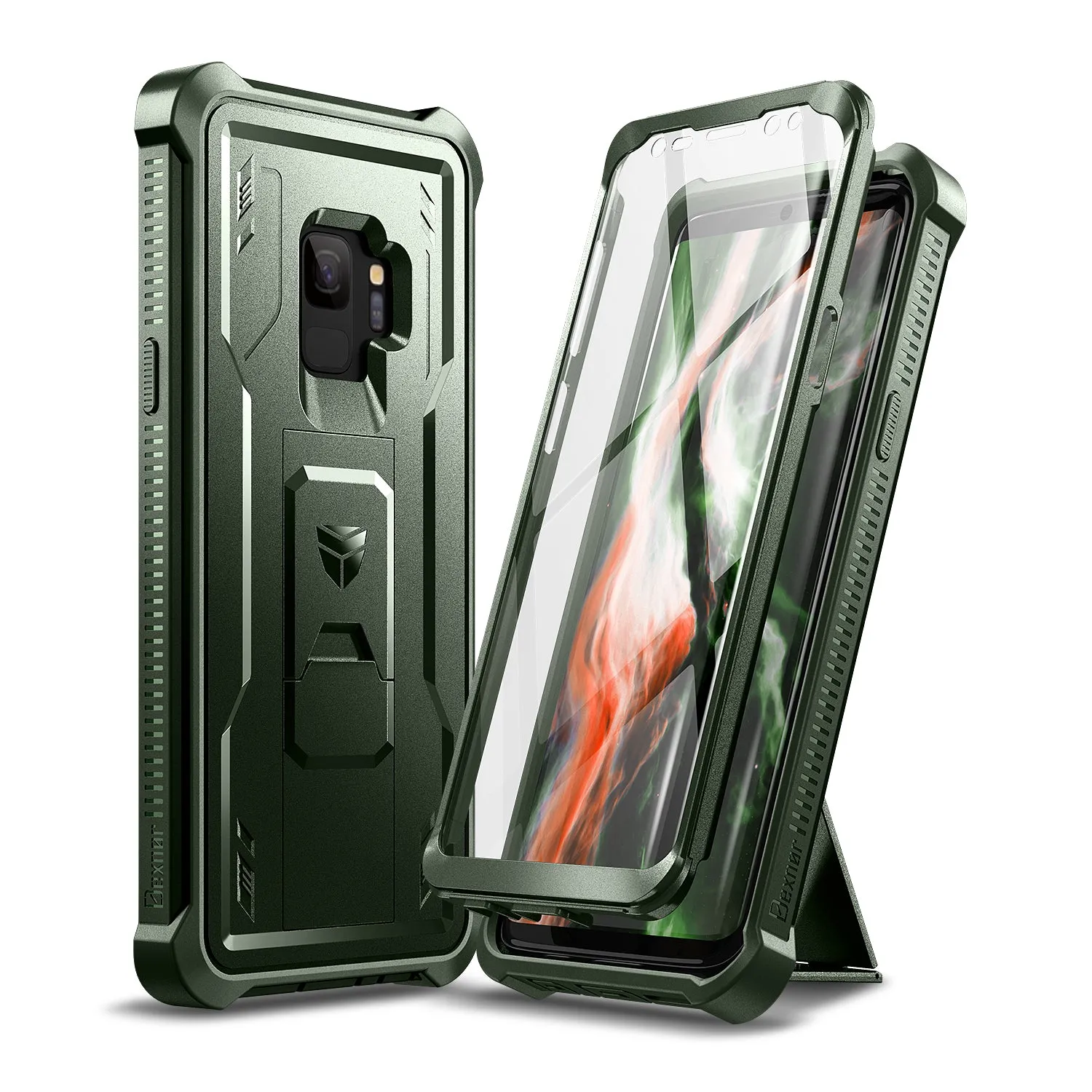 Dexnor Cover Galaxy S9 Nera Antishock con Stand e Vetro
