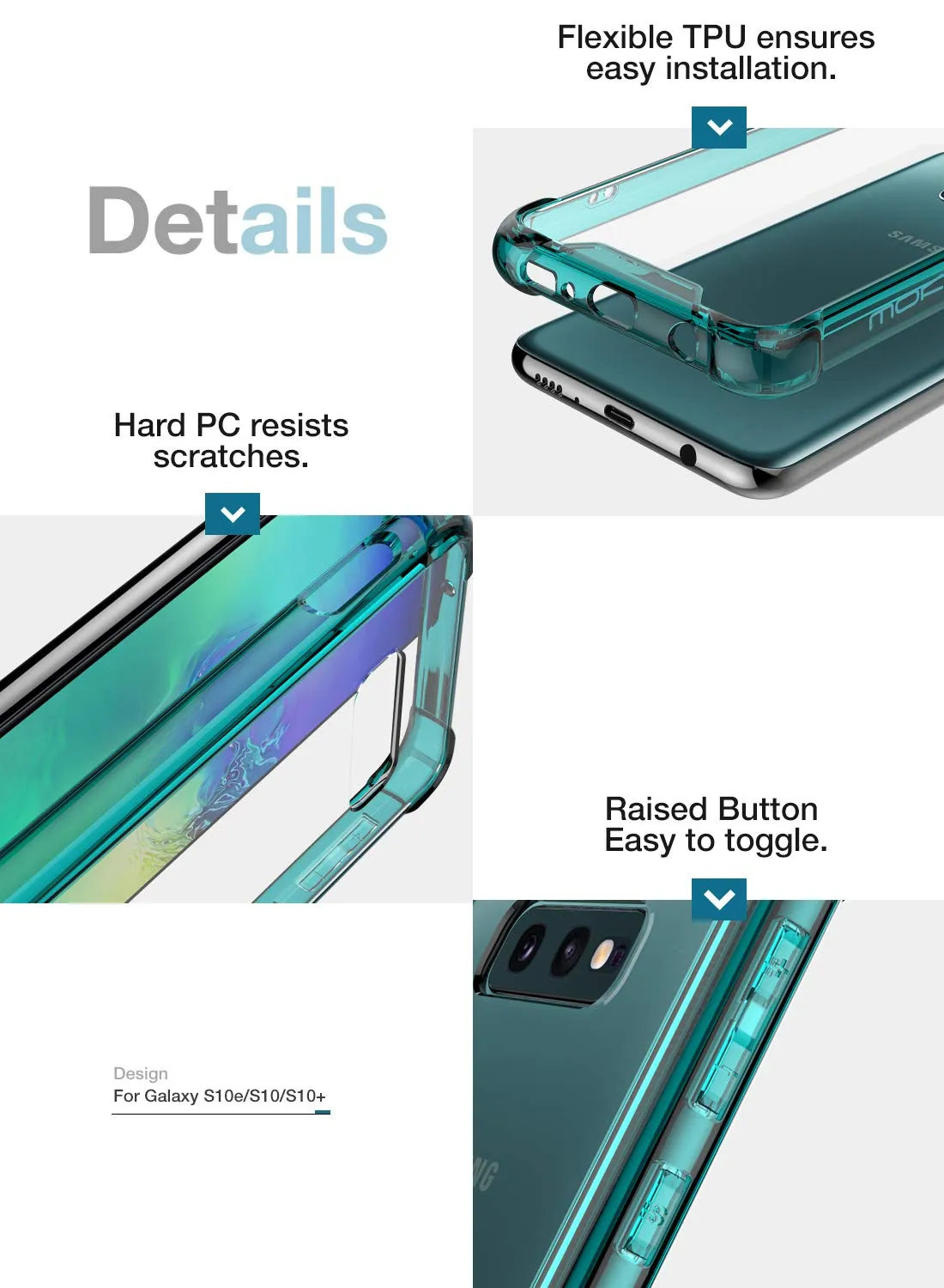 MoKo Halo Cover Galaxy S10e 5.8" Verde Trasparente Antiurto