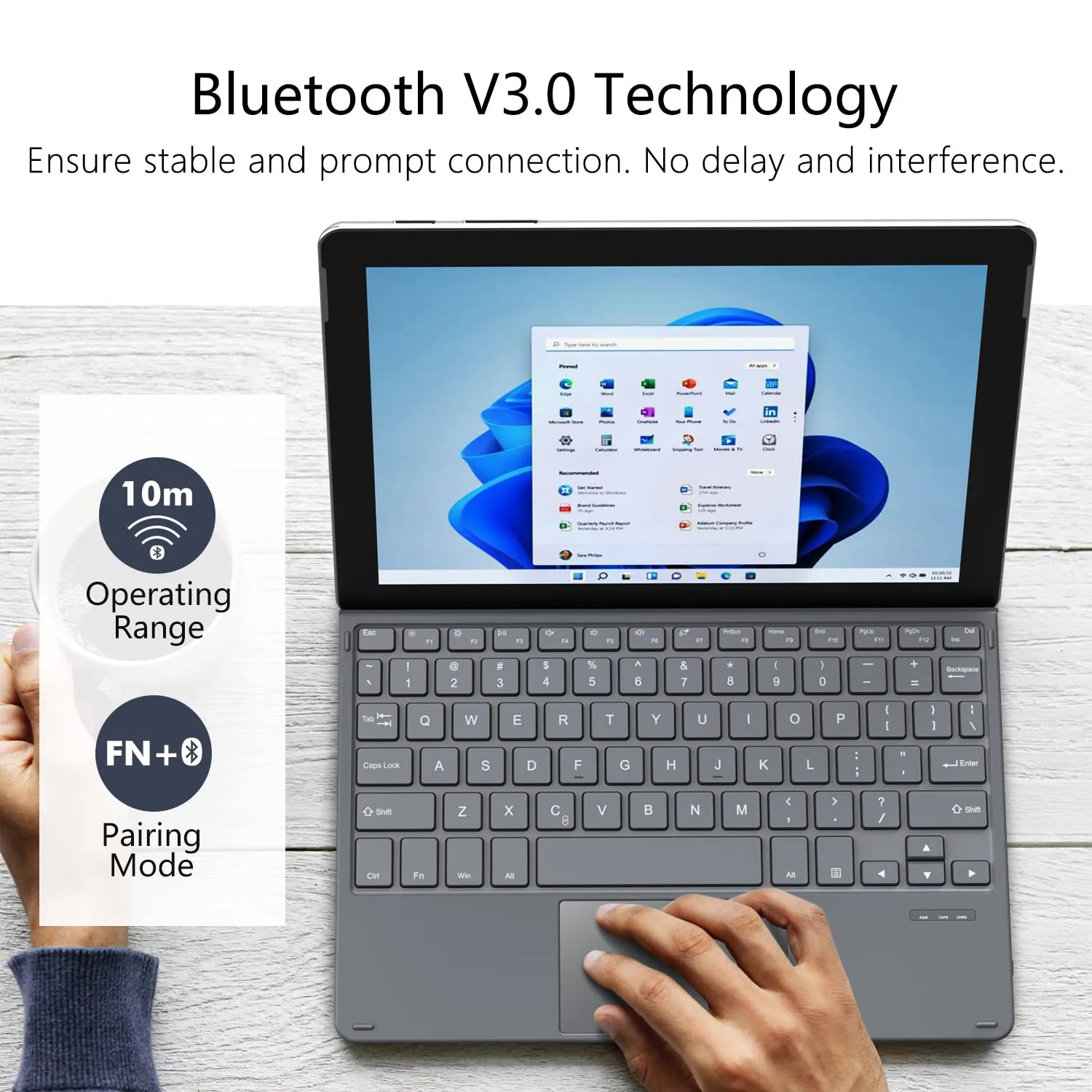 MoKo Surface Go Tastiera Bluetooth Grigia QWERTY inglese