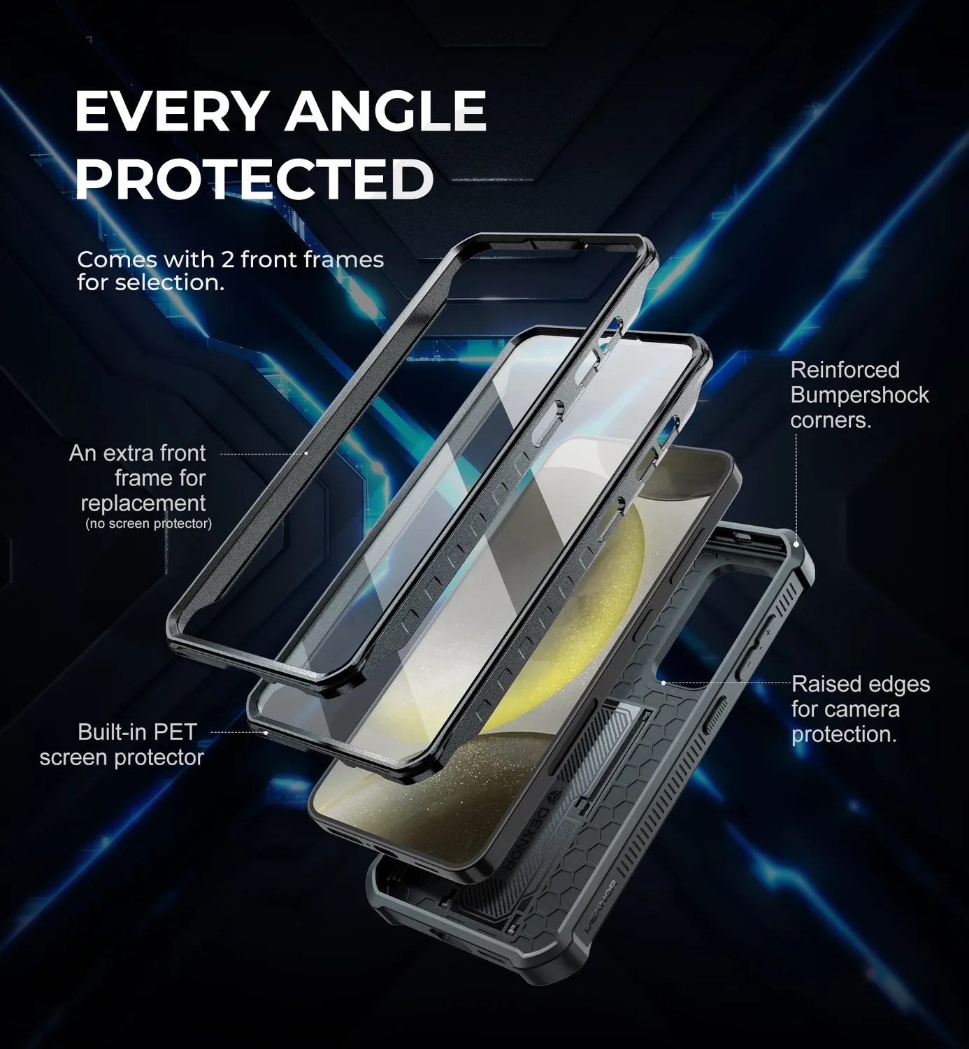 Dexnor Galaxy S24 cover nera antiurto camera slide