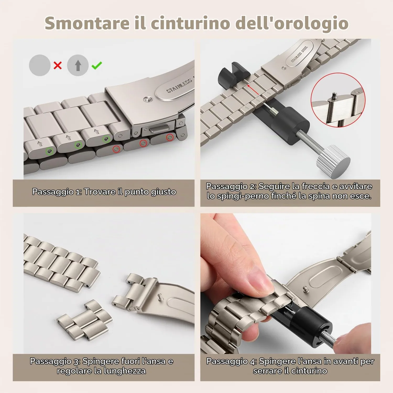 MoKo Cinturino Acciaio Sottile Apple Watch Luce delle Stelle