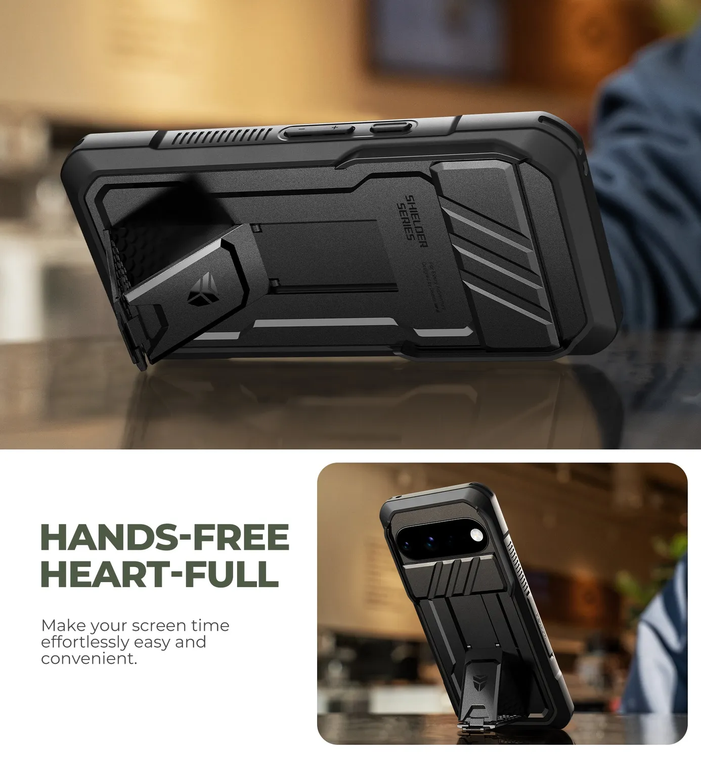 Dexnor Pixel 11 Pro XL cover nera rugged con stand