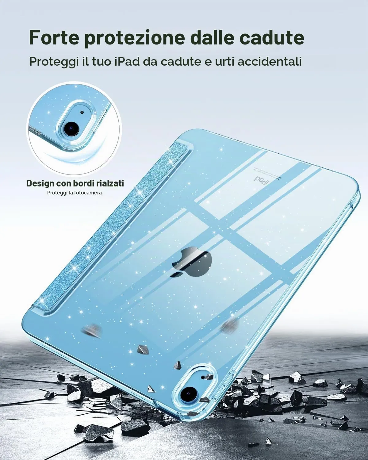 MoKo Cover iPad 11 10a Glitterato Blu Cielo TPU