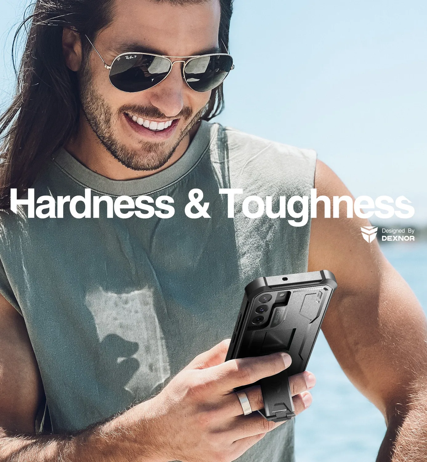Dexnor Cover Samsung Galaxy S22 5G Nera con Kickstand