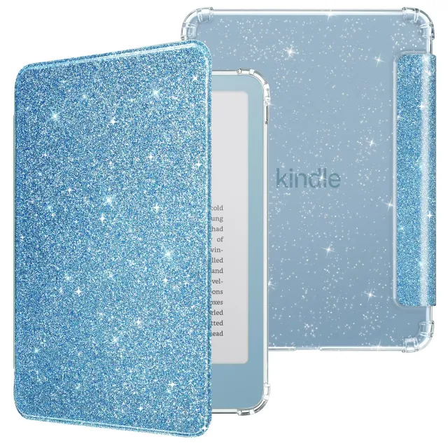 MoKo Custodia Kindle 12a Gen 6" Glitter Blu Chiaro TPU