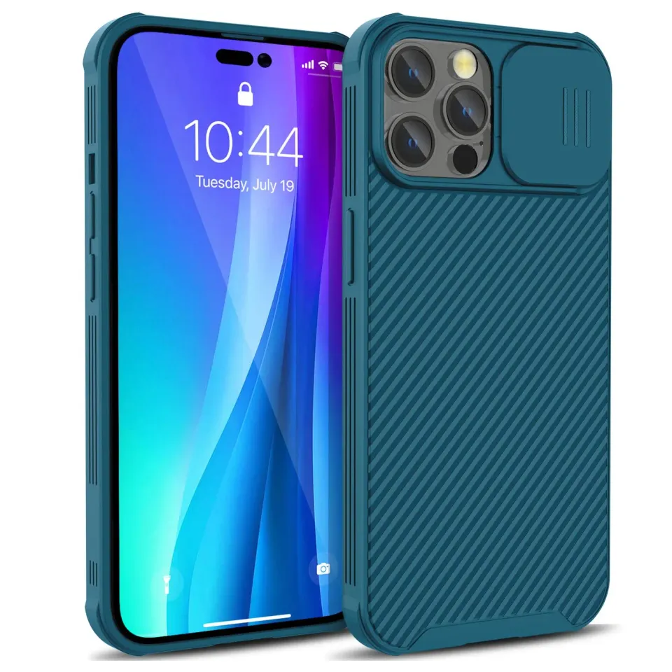 CloudValley Custodia iPhone 14 Pro Max Blu Antiurto con Coprilente