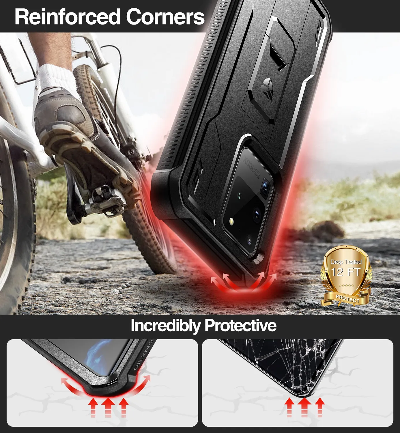 Dexnor per Galaxy S20 Ultra Custodia Nera bumper stand