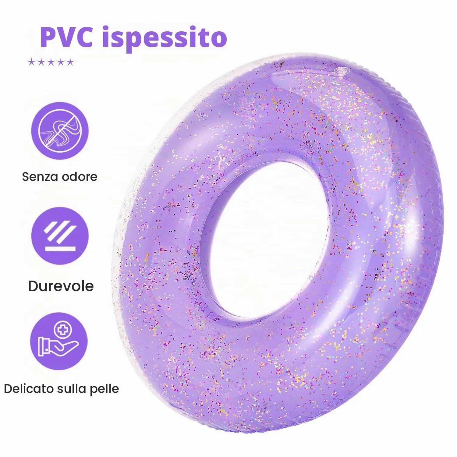 MoKo Ciambella da Nuoto Paillettes Anello Piscina 90cm PVC