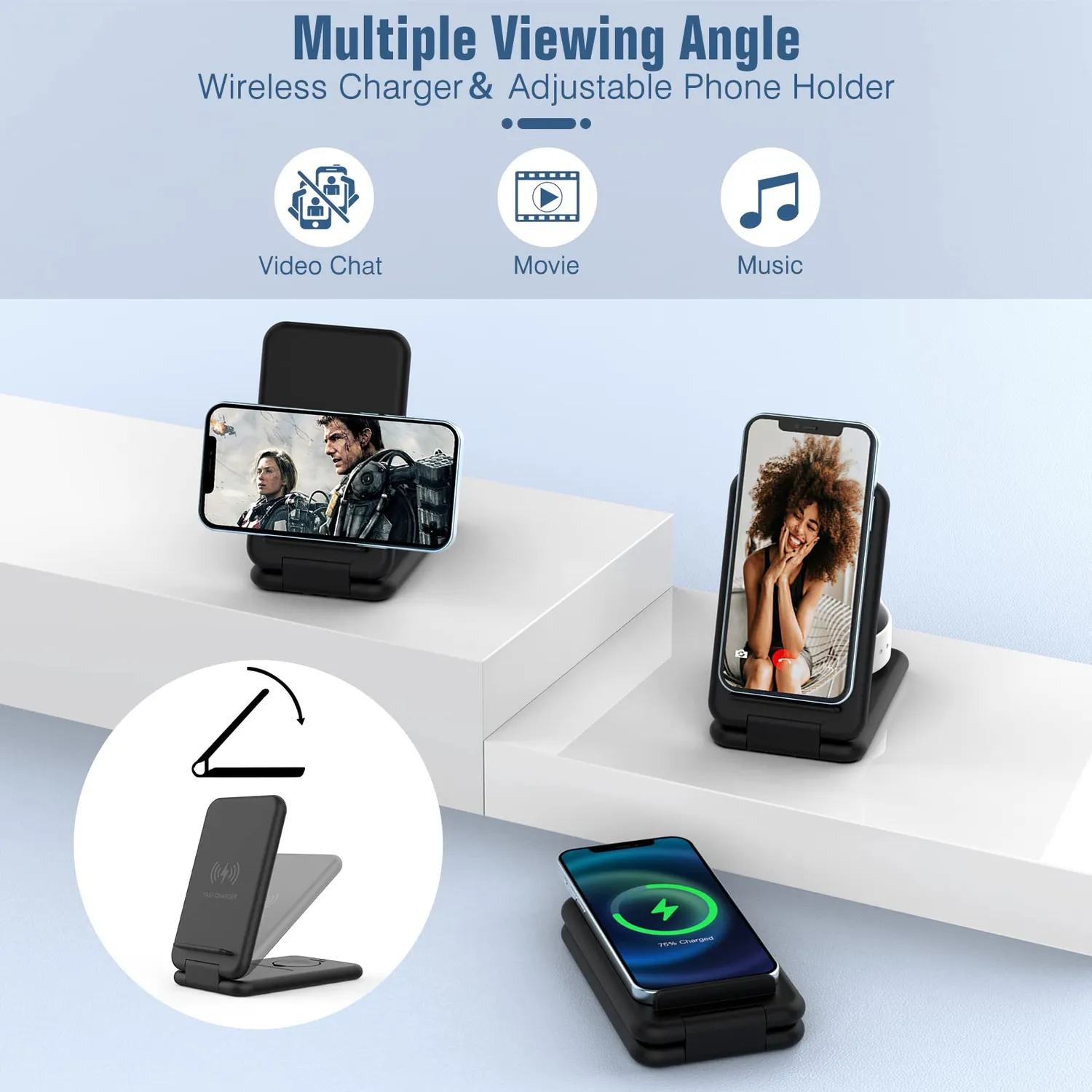 MoKo 3 in 1 dock ricarica wireless iPhone Watch nero