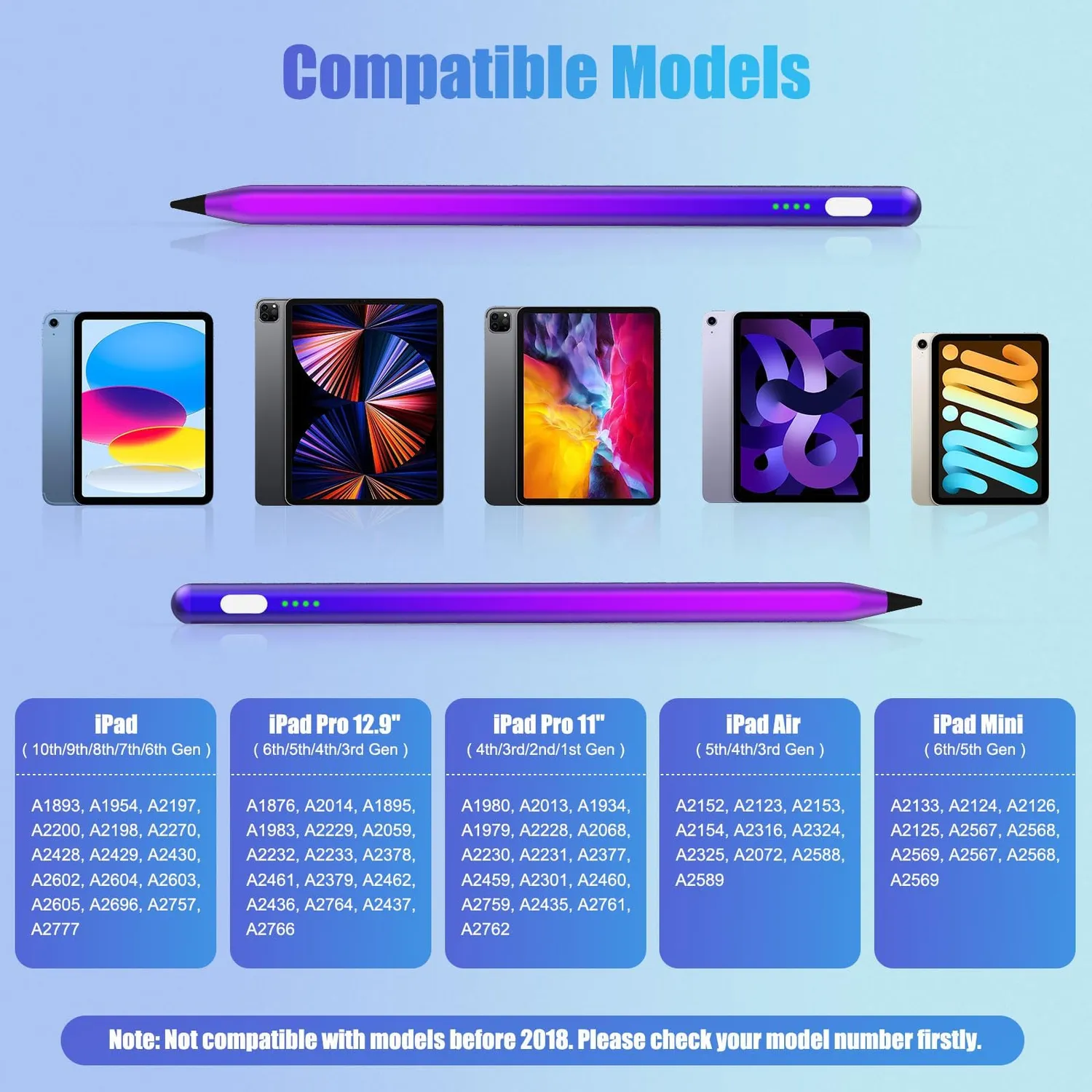 MoKo iPad stylus penna touch viola sfumato ricaricabile