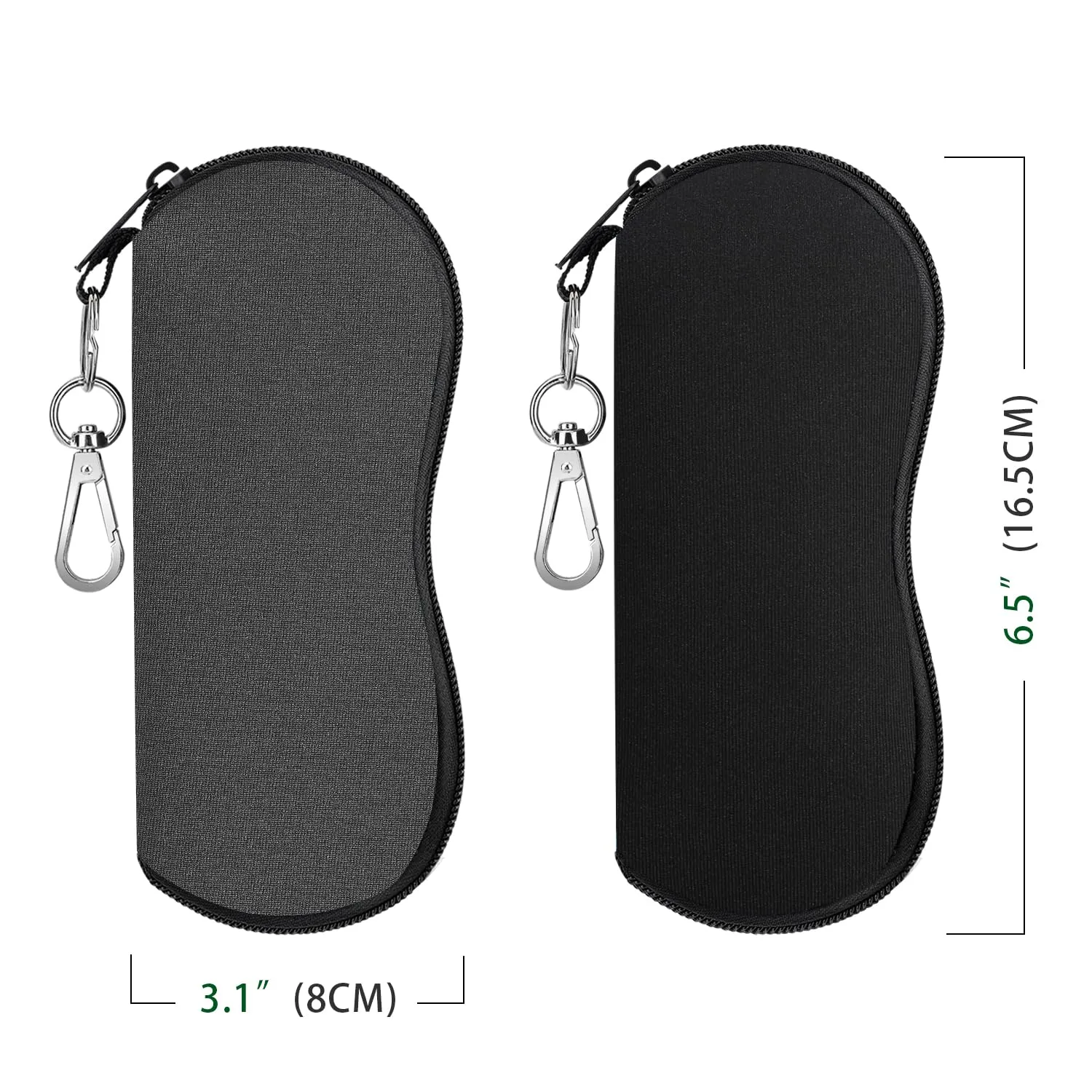 MoKo astuccio occhiali neoprene cerniera nero-grigio 2 pezzi