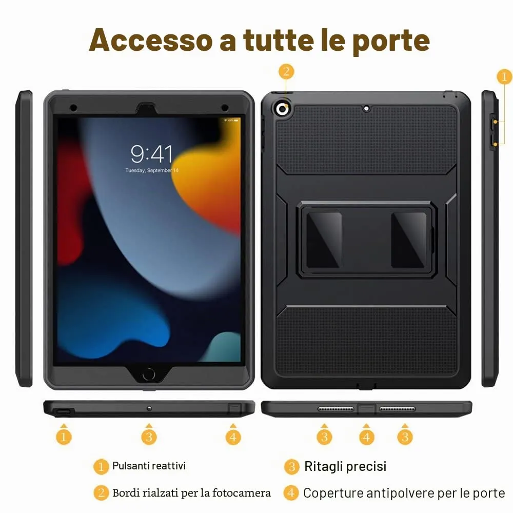 MoKo Cover iPad 10.2 9a/8a/7a Gen Antishock Nera Schermo