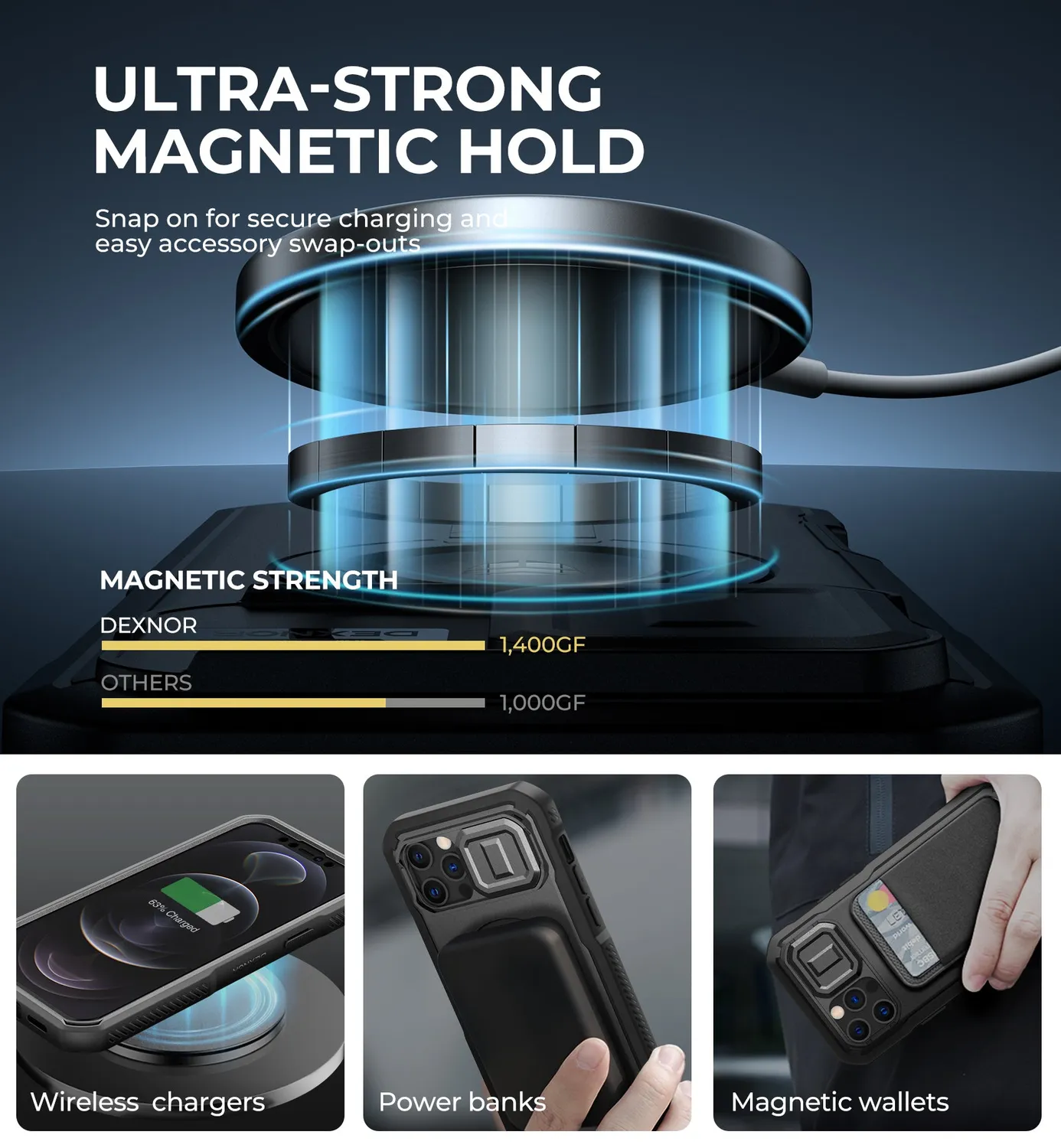 Dexnor iPhone 12 cover nera MagSafe antishock con stand
