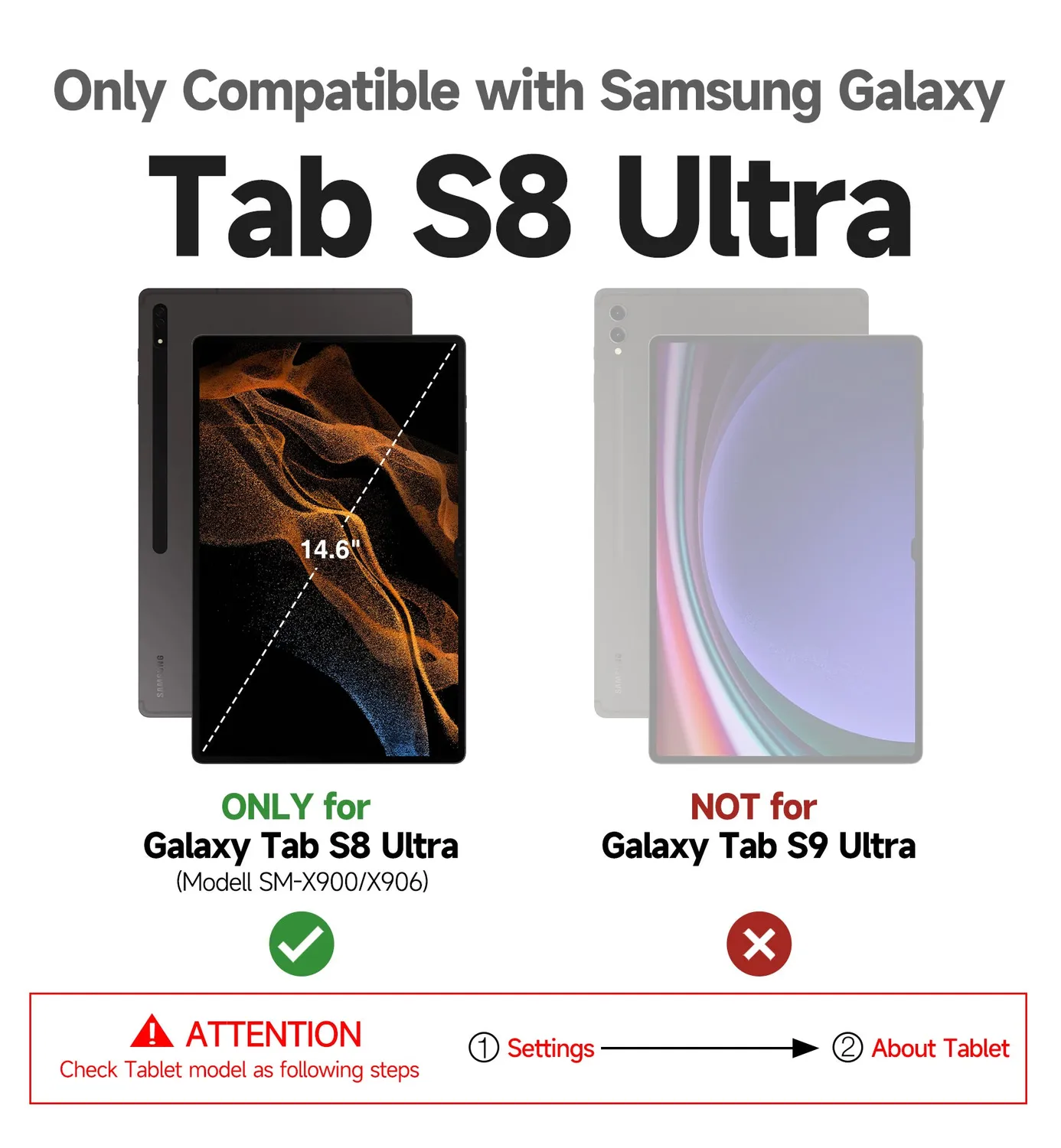 Dexnor Galaxy Tab S8 Ultra 14.6 custodia tastiera bluetooth nera QWERTY