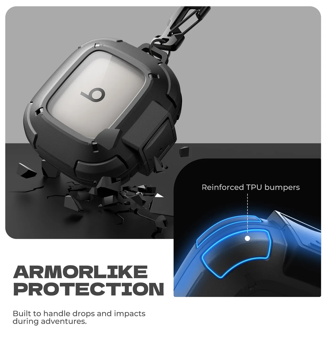 Dexnor Cover Powerbeats Pro 2 Nera Antishock con Moschettone