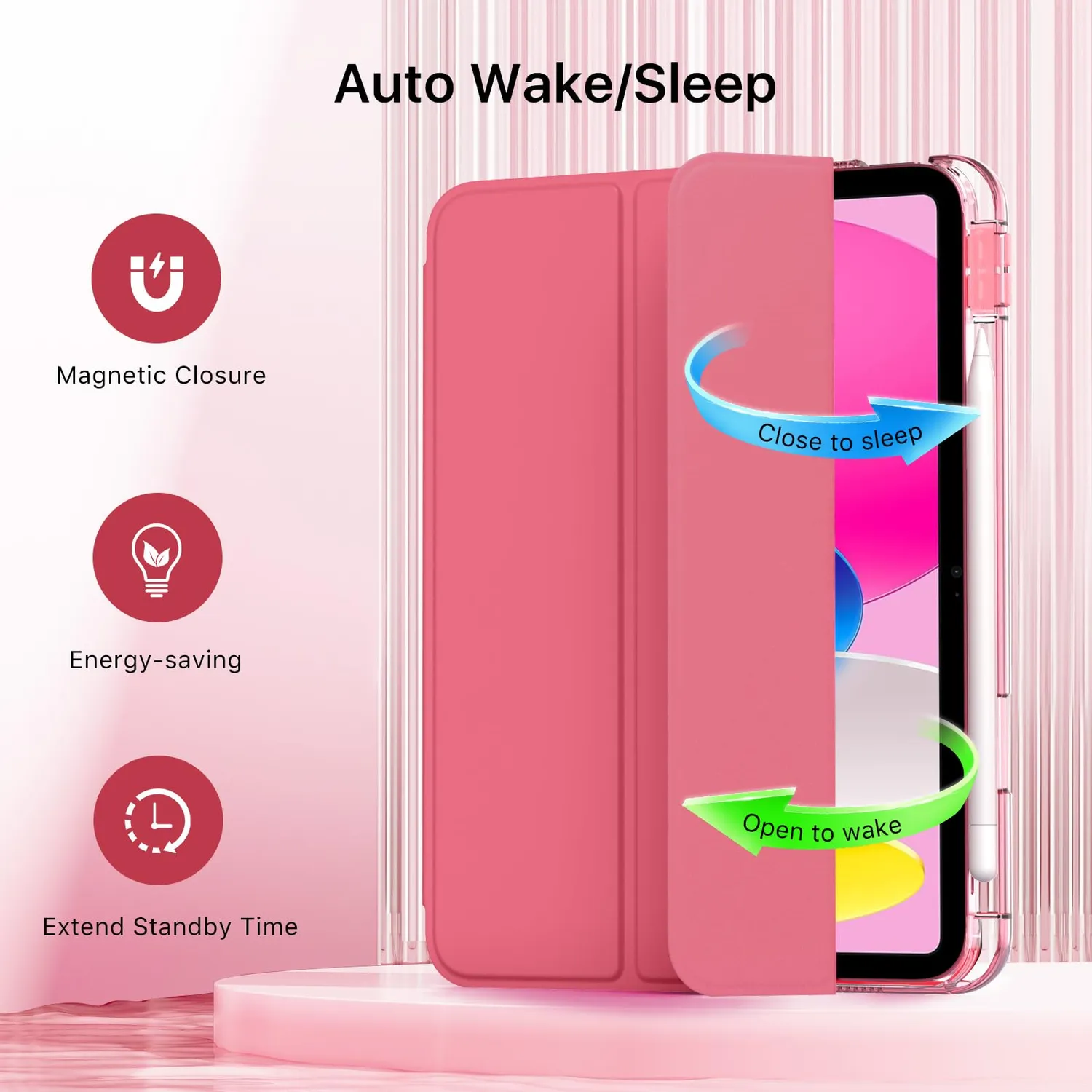 MoKo Cover iPad A16 11 10 Gen Anguria Rosa con Penna