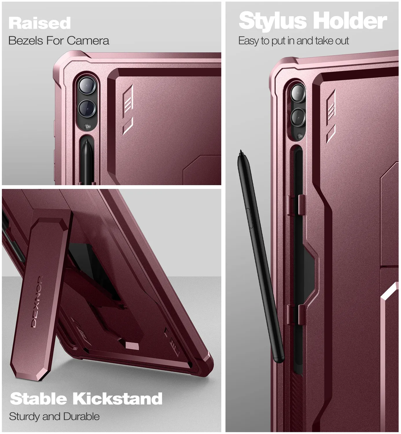 Dexnor Galaxy Tab S9 Ultra Cover Rossa Antiurto Pennino