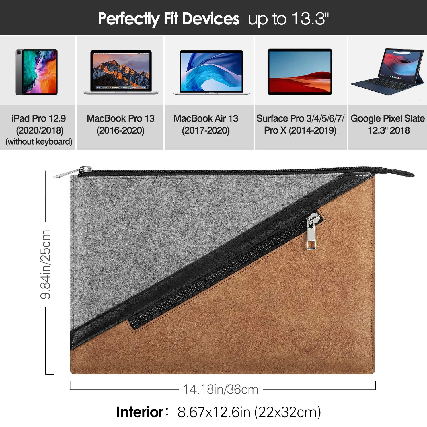 MoKo Galaxy Tab S8+ 12.4 sleeve marrone grigio leggera