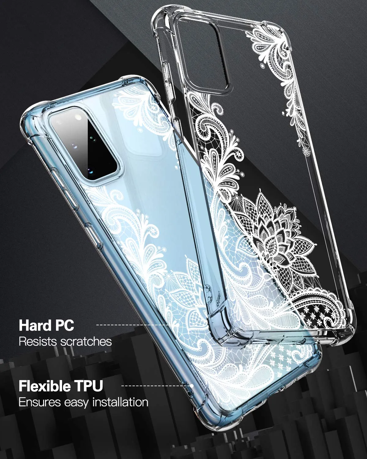 MoKo Galaxy S20 Plus cover rigida trasparente pizzo cristallo