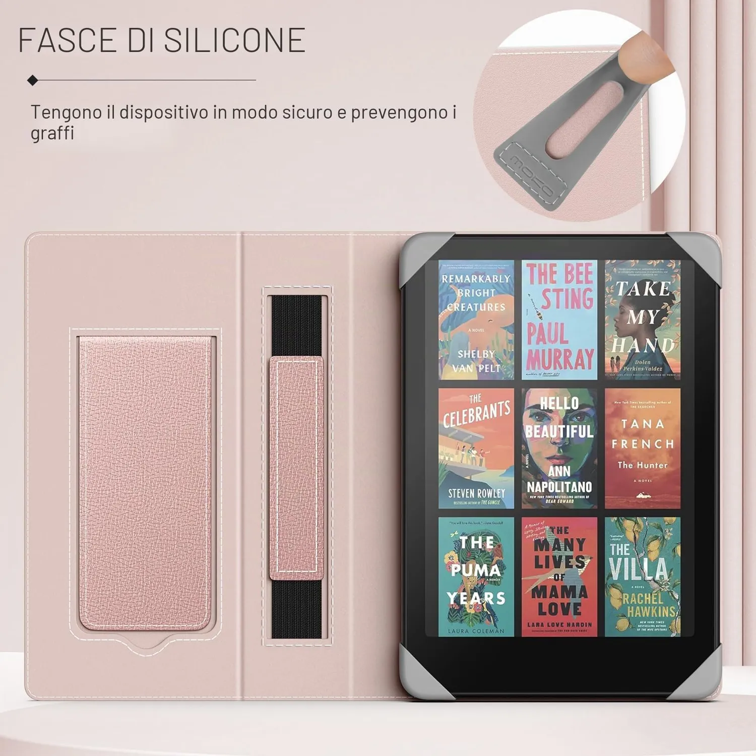 MoKo Custodia universale 6,8-7 pollici oro rosa con supporto