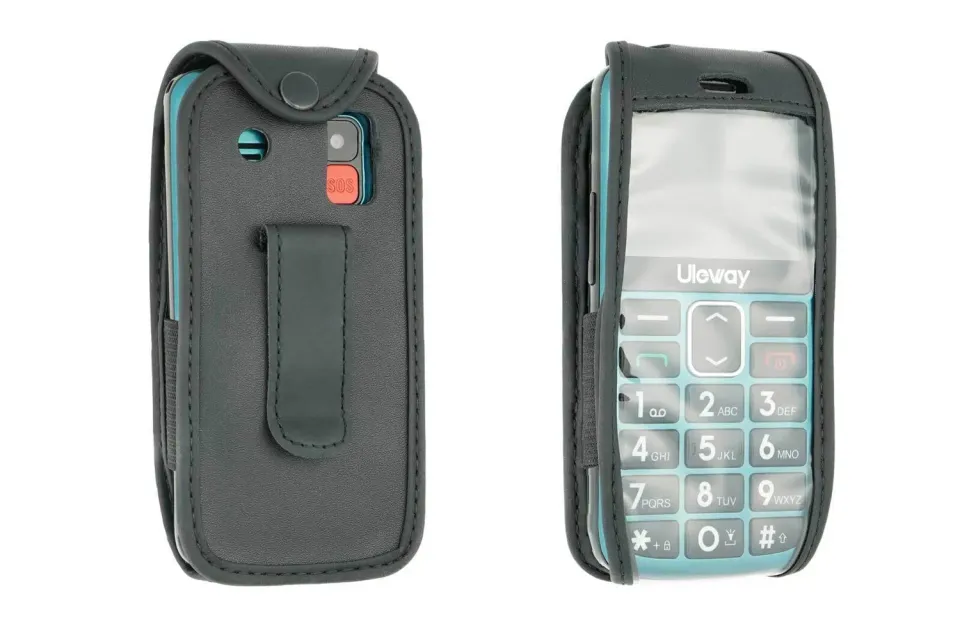 caseroxx Seniorenhandy 2,4 borsa pelle cintura nera finestra