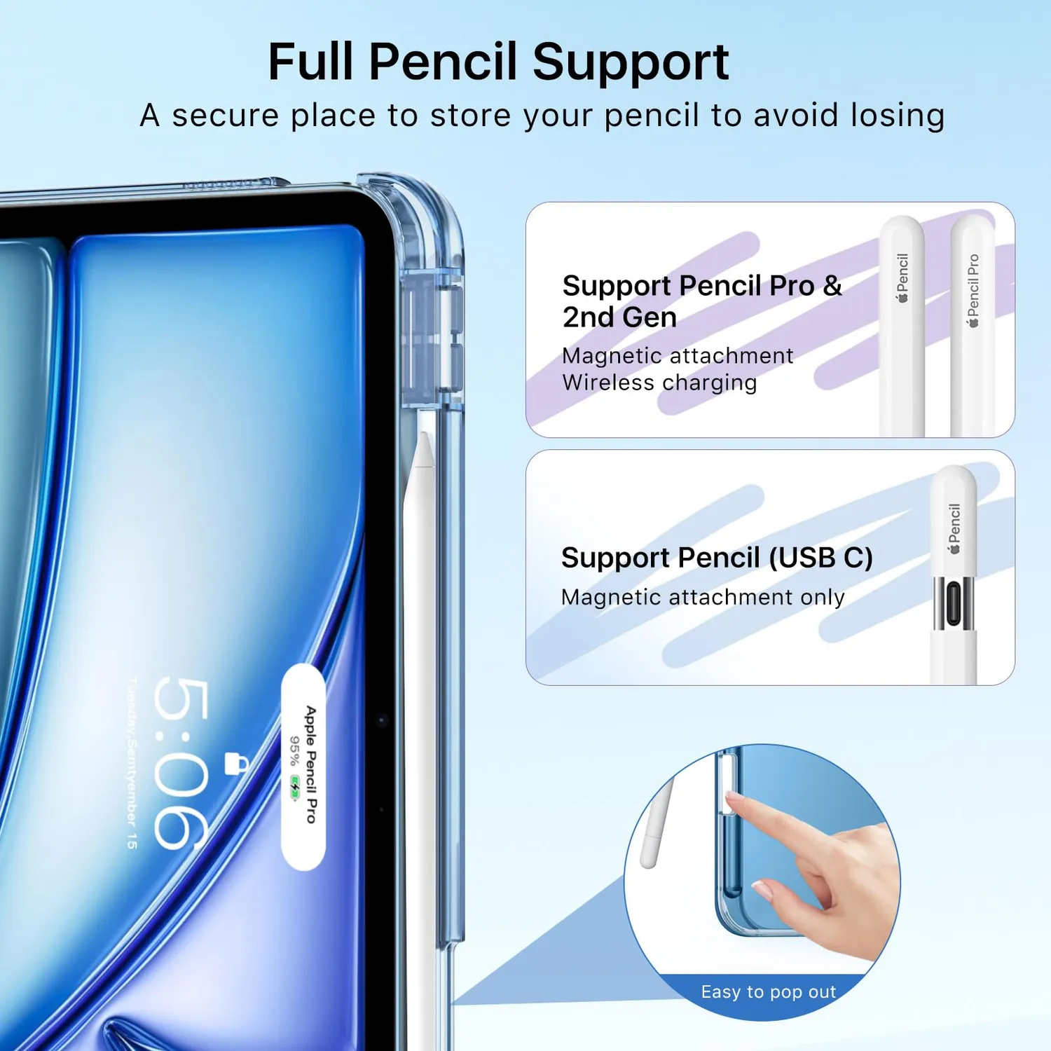 MoKo iPad Air 11 M4/M3/M2 cover blu marino portapenna
