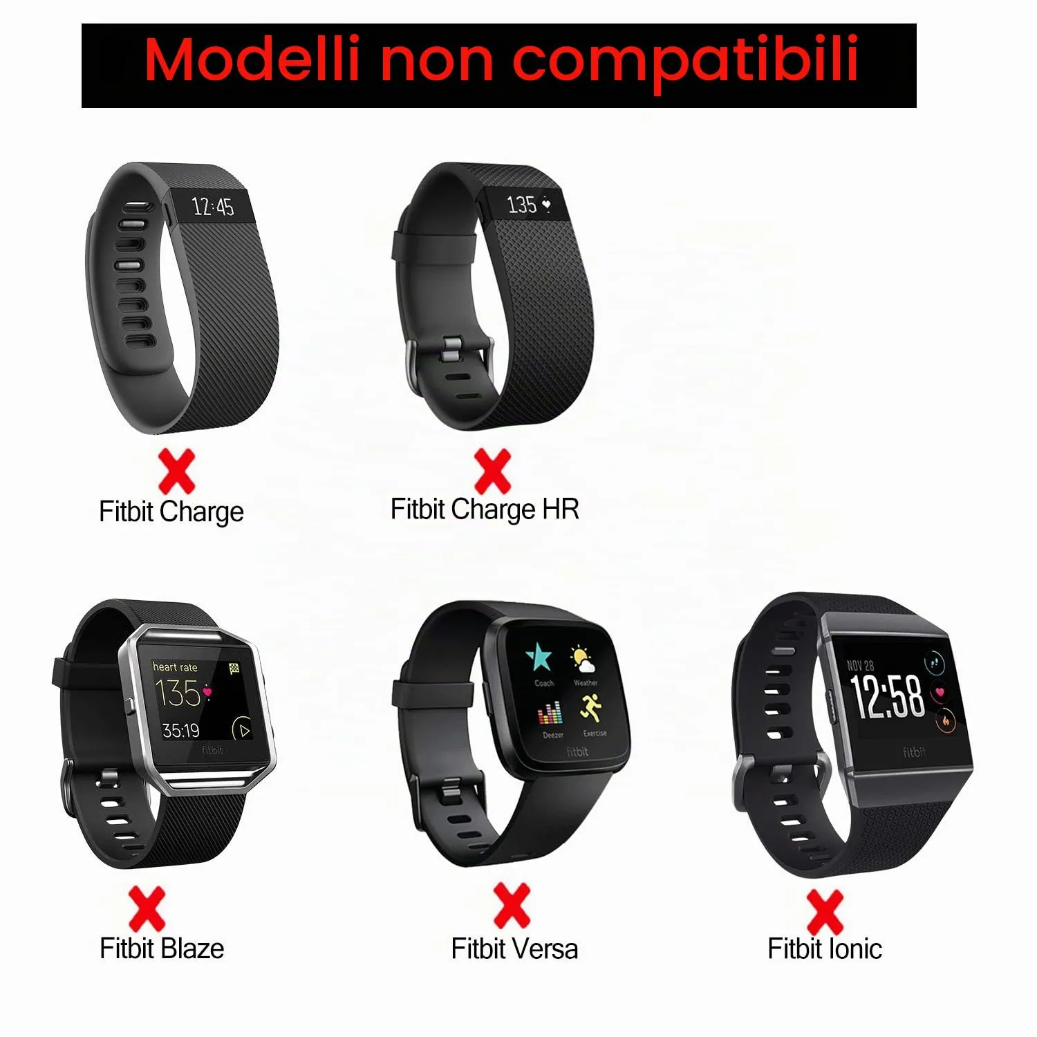 MoKo Fitbit Garmin fascia caviglia nero neoprene 2 pezzi