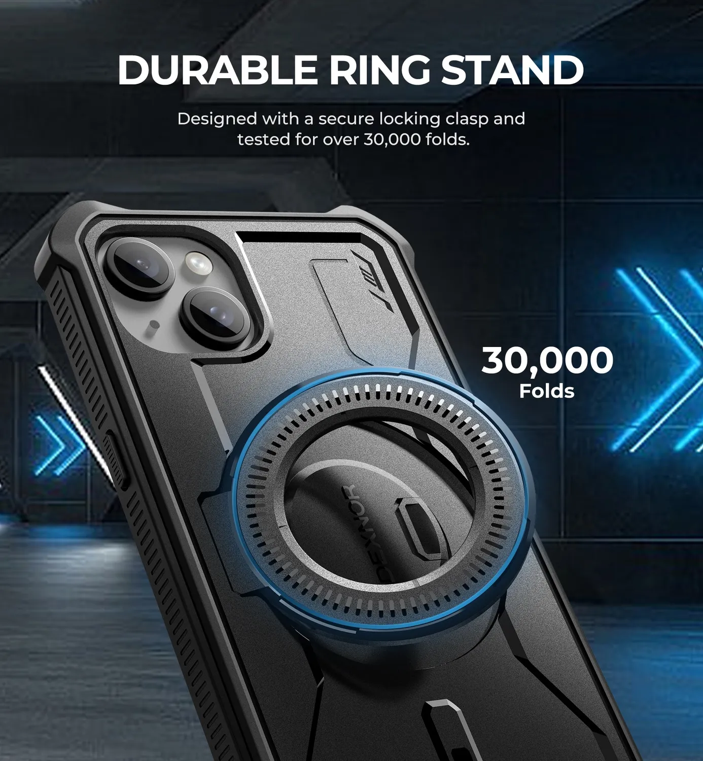Dexnor iPhone 15 Plus 14 Plus cover antishock nera kickstand