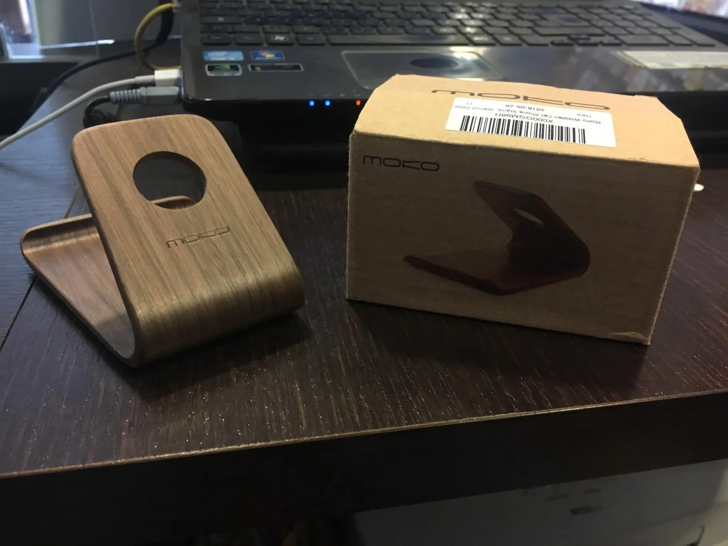 MoKo Supporto Legno Noce Telefono da Tavolo
