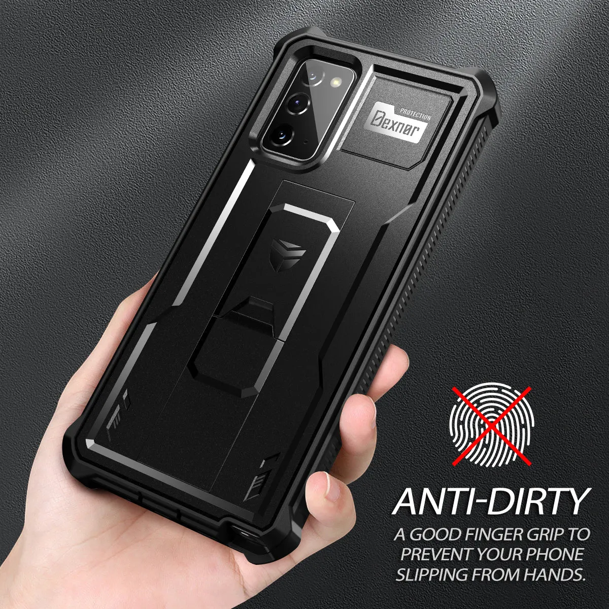 Dexnor Samsung Galaxy Note 20 cover nera con cavalletto