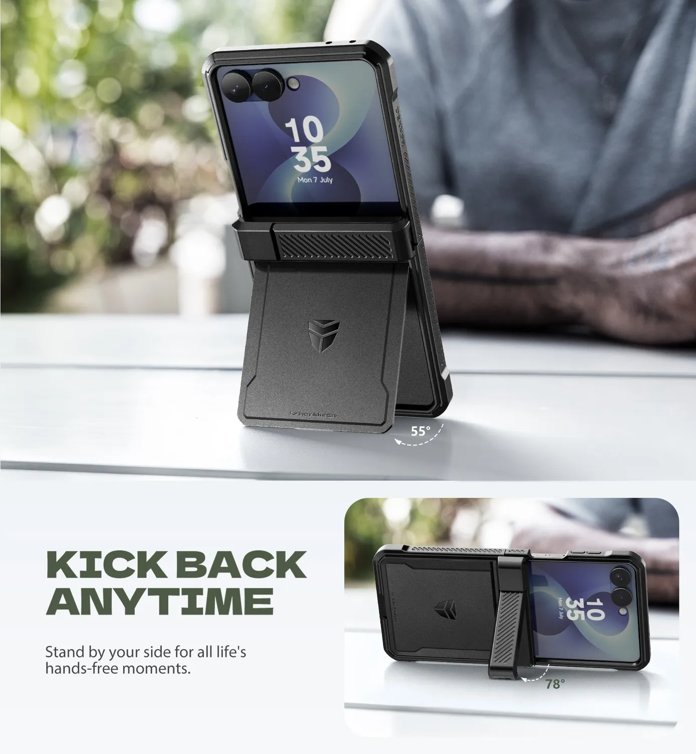 Dexnor cover Galaxy Z Flip 8 nera antiurto con stand