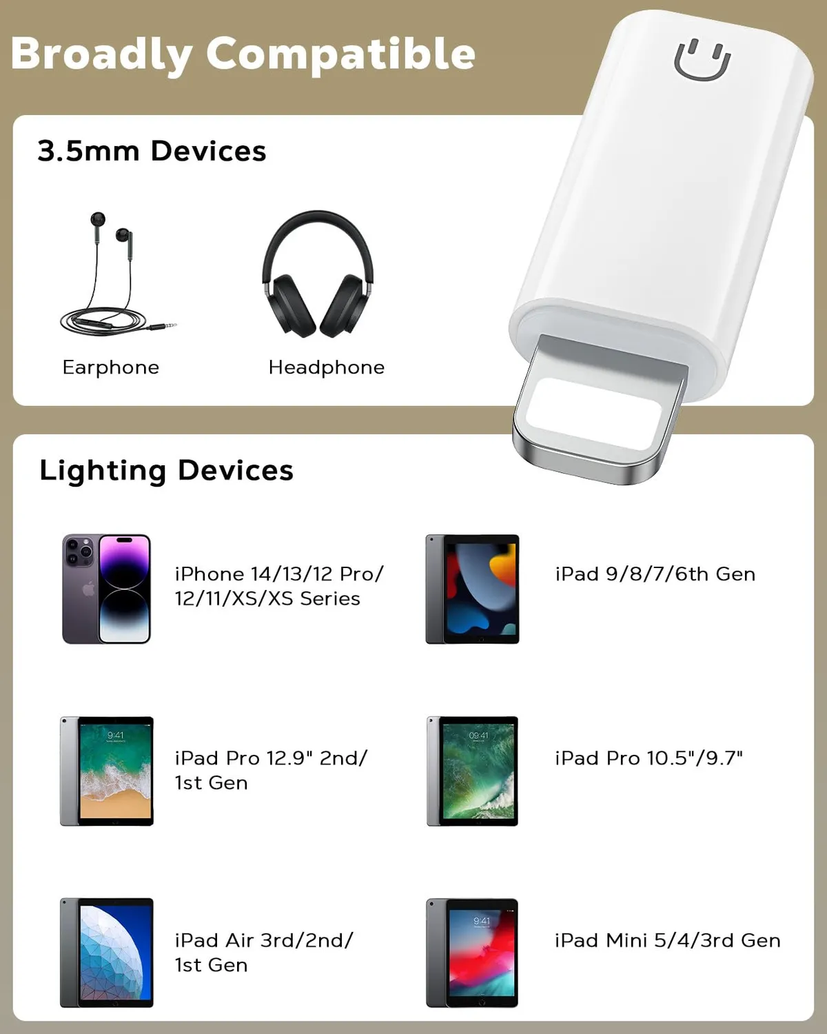 MoKo Adattatore Lightning Jack 3.5mm Solo Musica