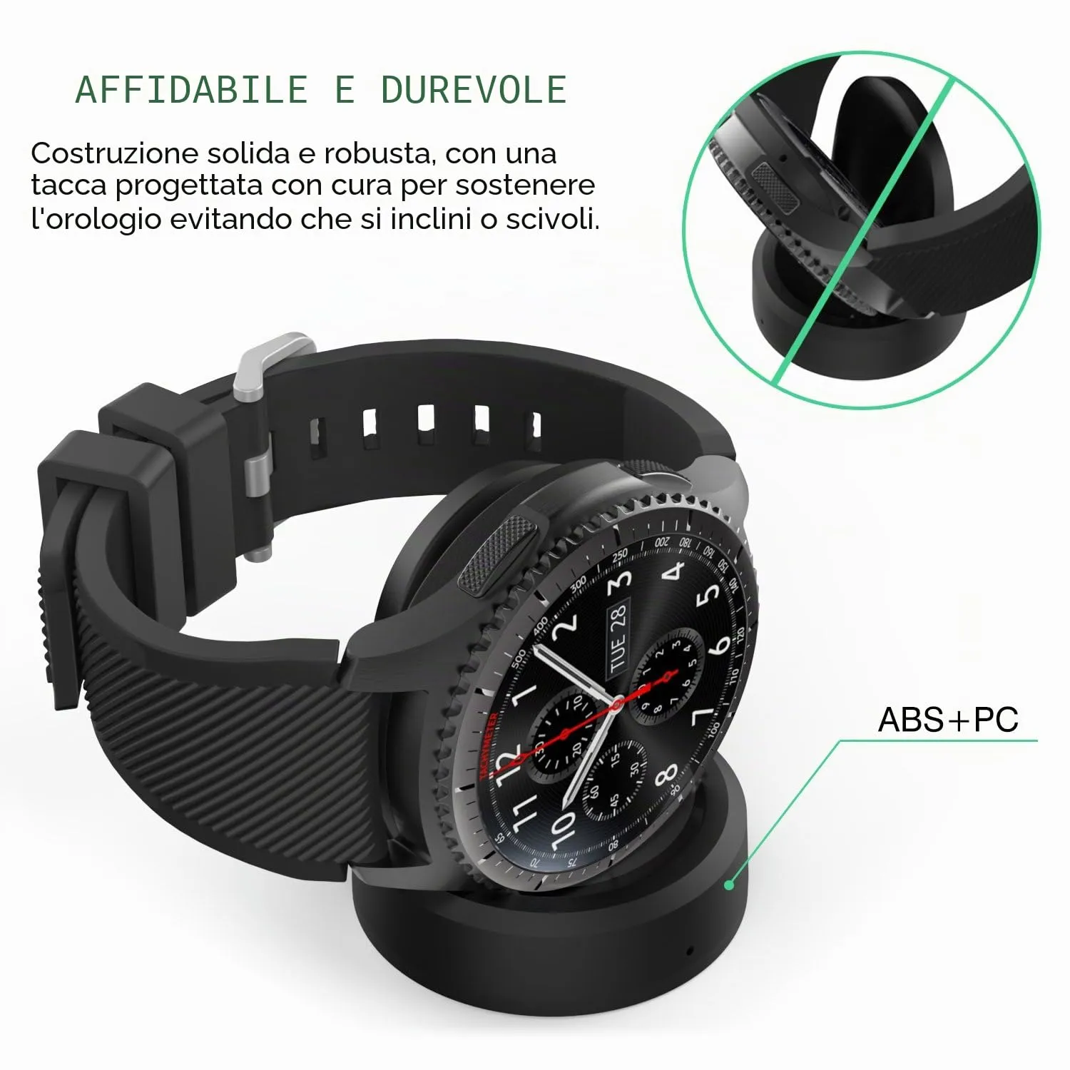 MoKo Samsung Gear S3 base ricarica wireless Qi nera