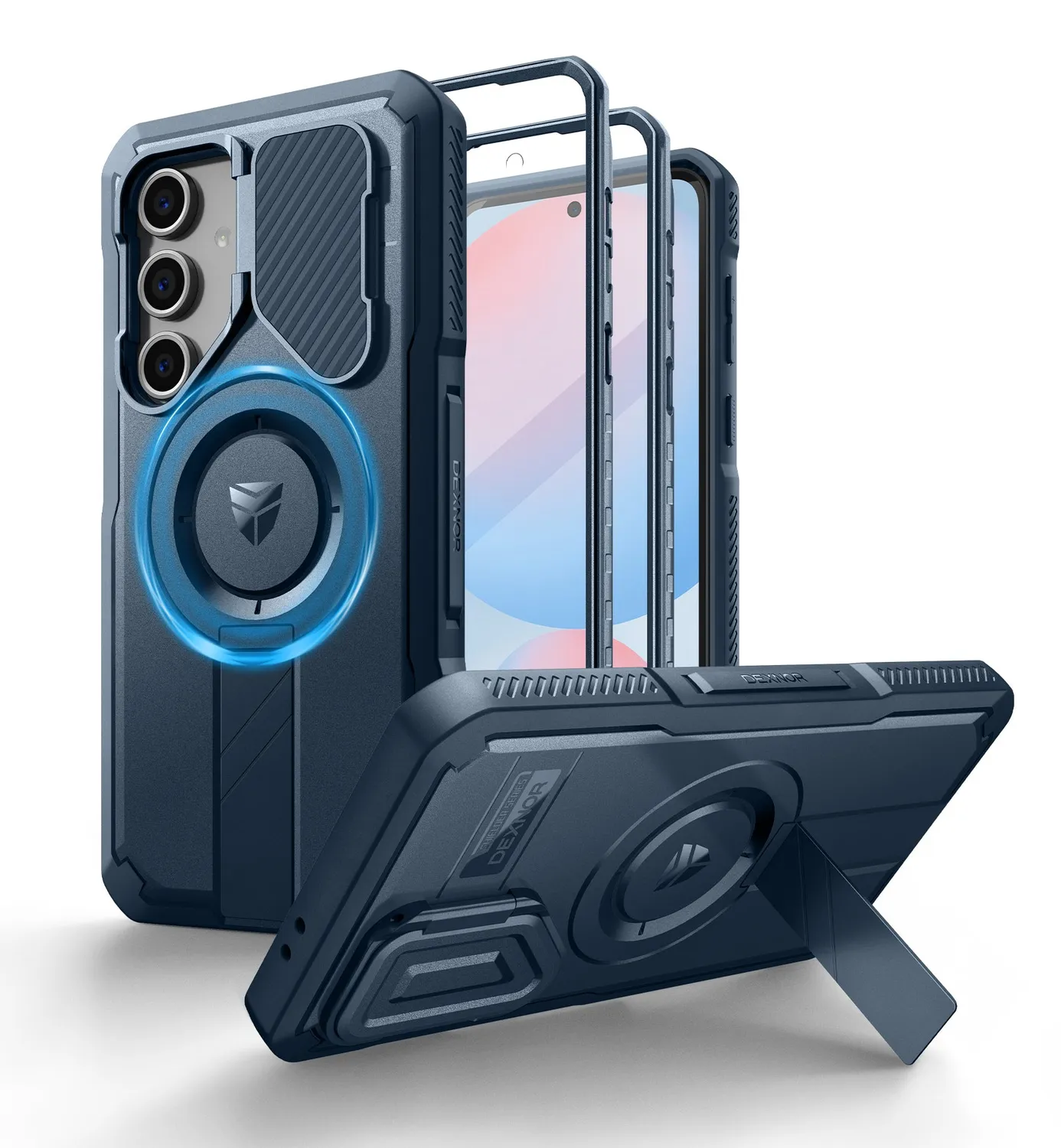 Dexnor per Galaxy S24 FE cover magnetica nera camera cover stand