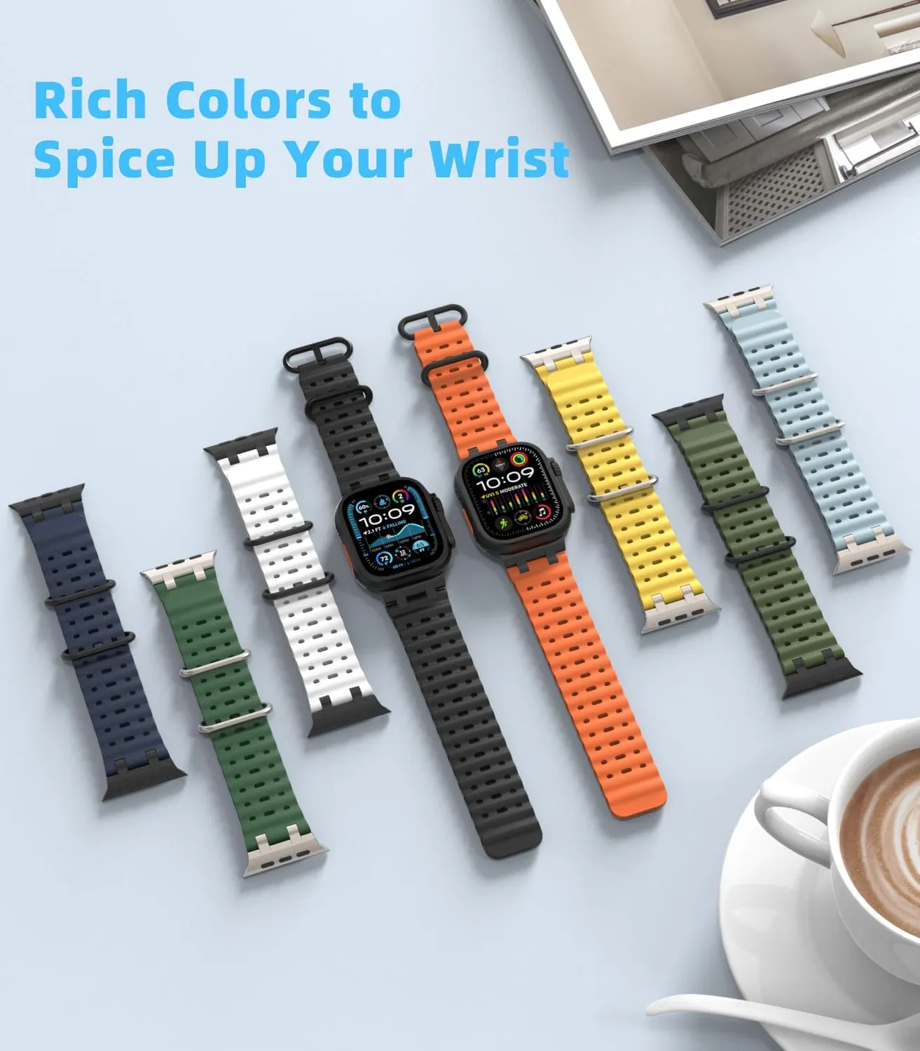 MoKo Ocean Apple Watch 49mm cinturino nero impermeabile