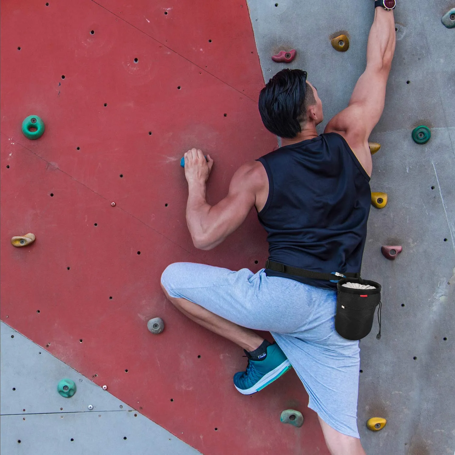MoKo Borsa Magnesio Arrampicata Nera con Cintura