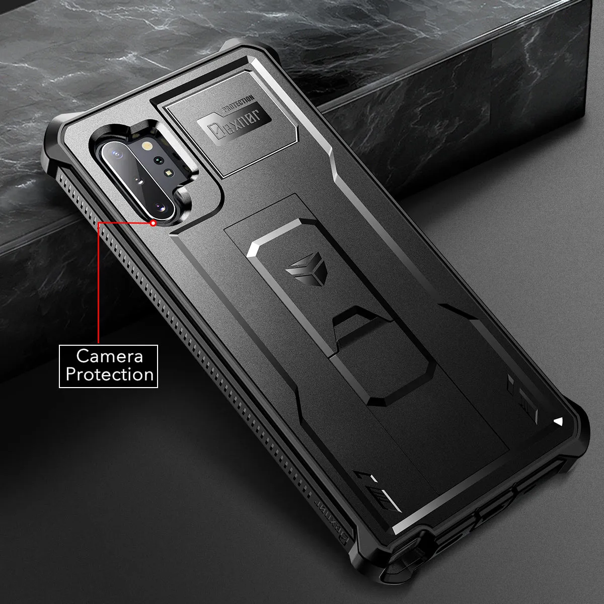 Dexnor Galaxy Note 10+ cover antishock nera + vetro
