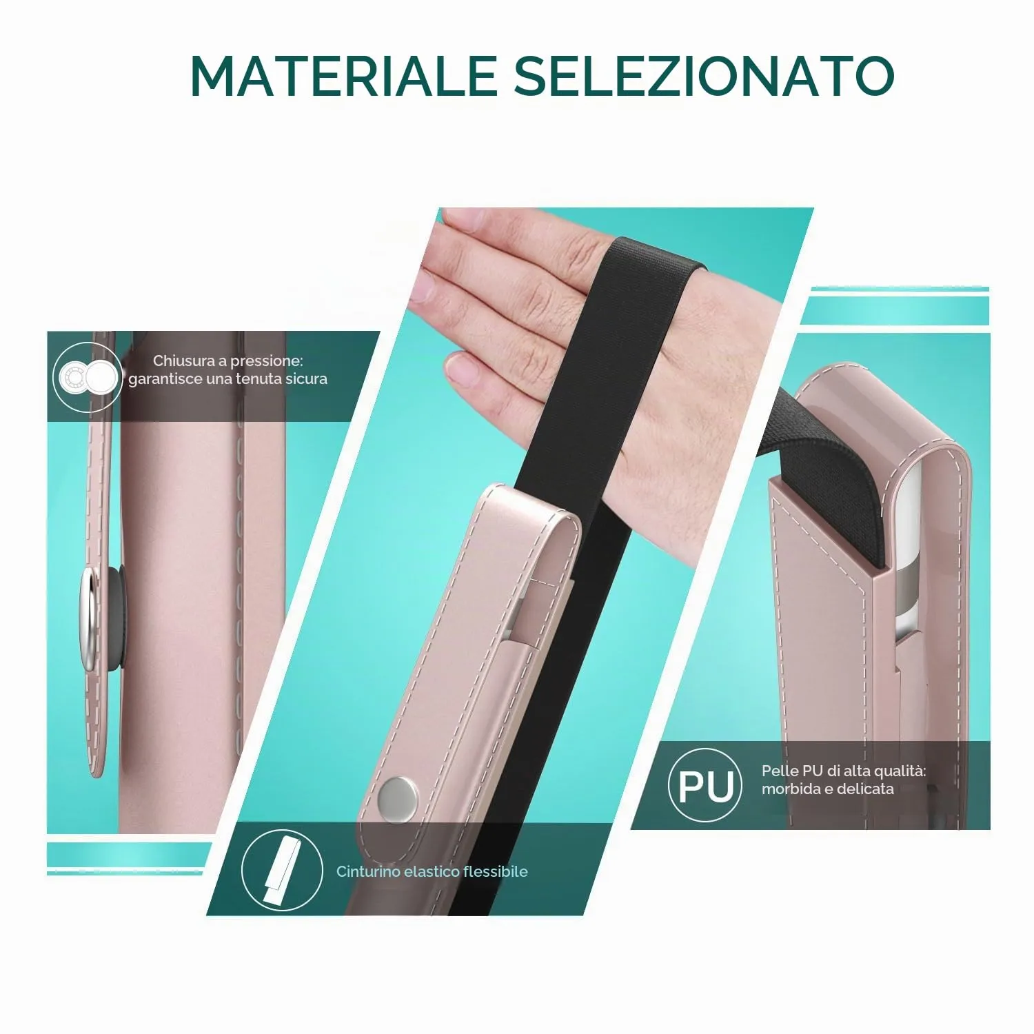 MoKo Custodia Apple Pencil Portapenne Oro Rosa Elastico