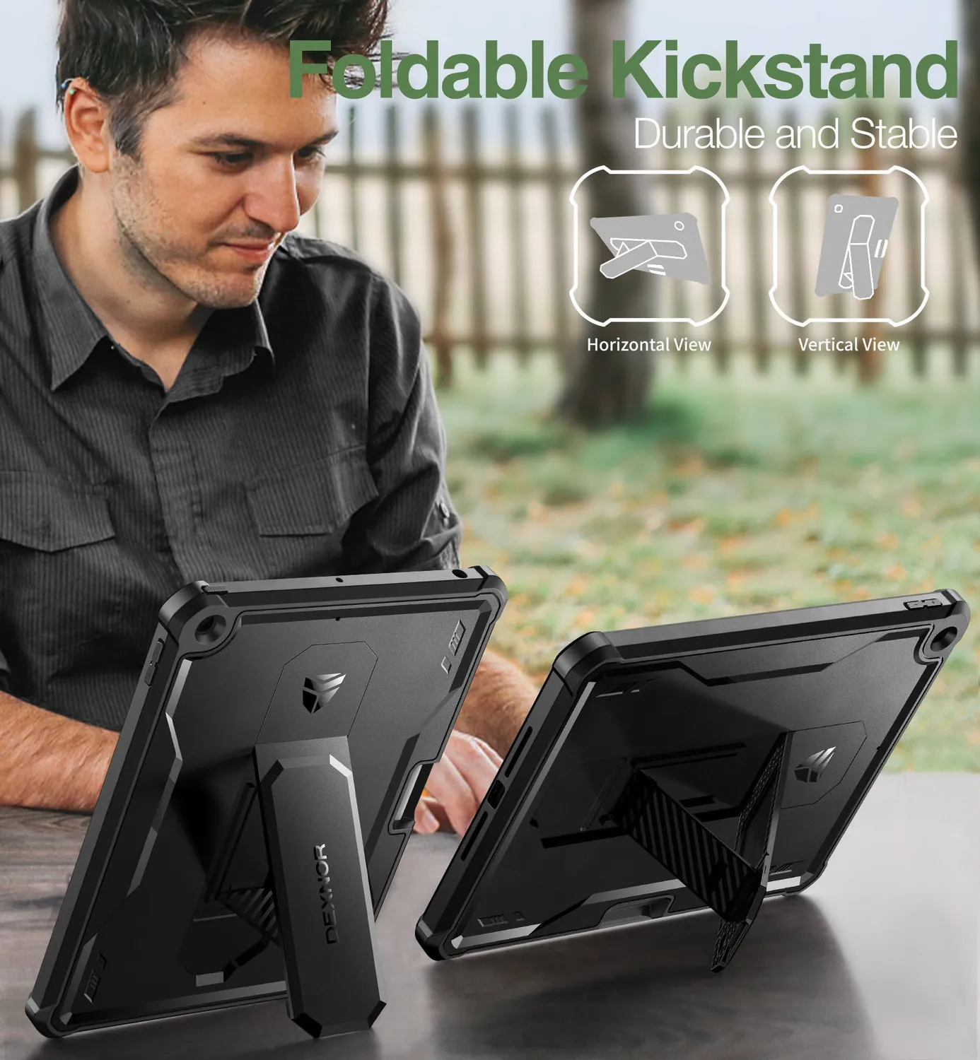 Dexnor iPad 2019 2020 2021 custodia rugged nera